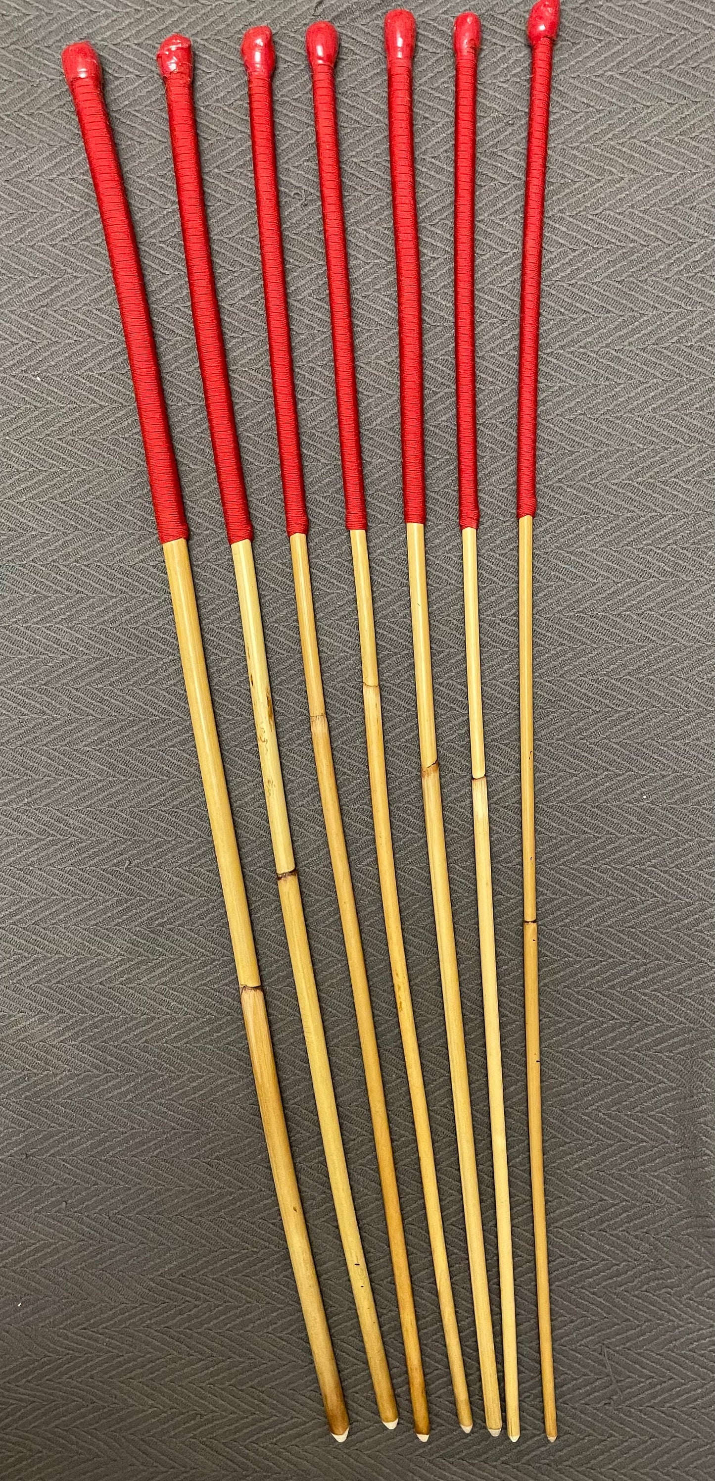 Set of 7 Classic Dragon Canes / School Canes / Punishment Canes / BDSM Canes - 90 cms Length - Red Paracord Handles