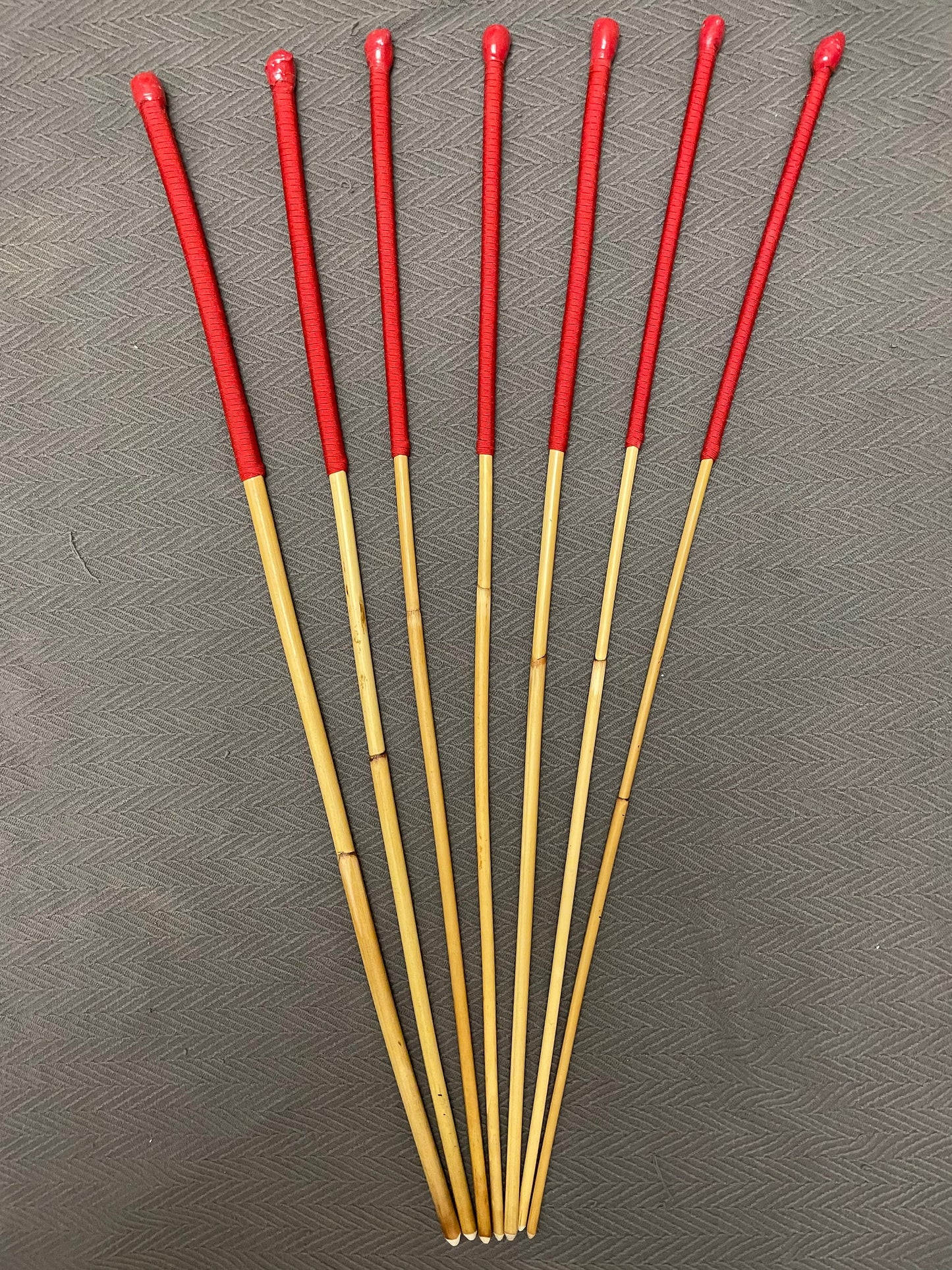 Set of 7 Classic Dragon Canes / School Canes / Punishment Canes / BDSM Canes - 90 cms Length - Red Paracord Handles