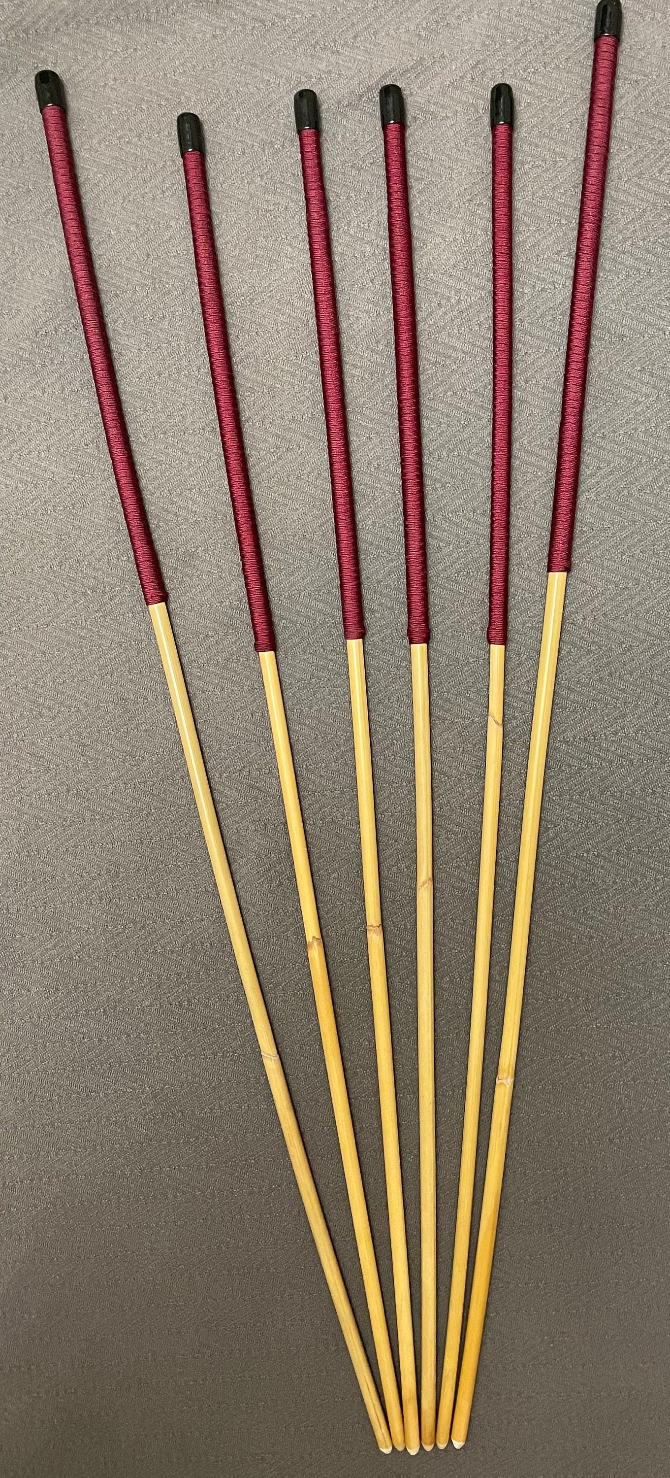 Thick and Thuddy Dragon Cane Set of 6 Rattan Canes - 95 to 100 cms Length - Burgundy Paracord Handlles
