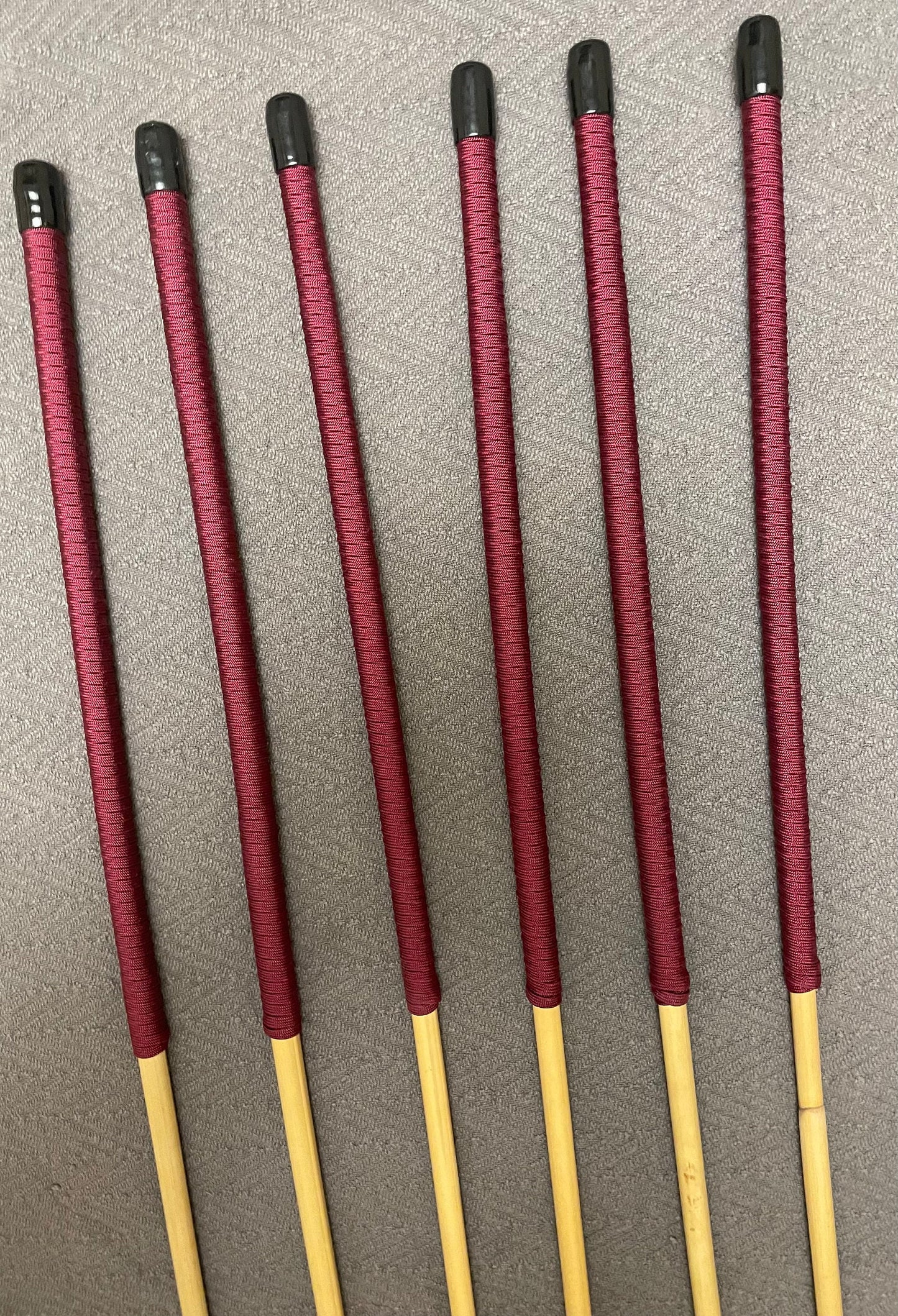 Thick and Thuddy Dragon Cane Set of 6 Rattan Canes - 95 to 100 cms Length - Burgundy Paracord Handlles