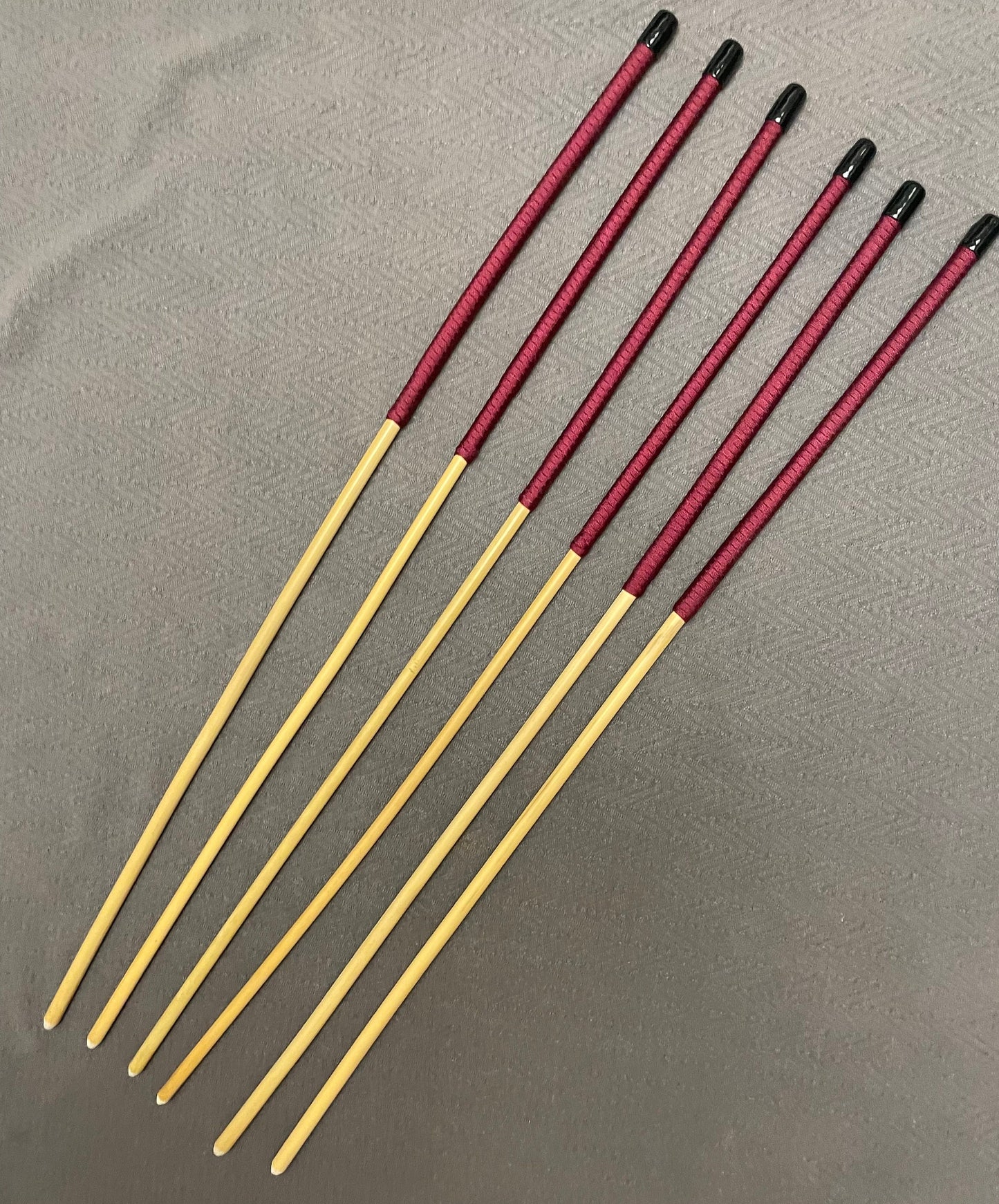 Knotless Dragon Canes / Ultimate Rattan Canes / No Knot Dragon Canes Set of 6 with Burgundy Paracord Handles 85 cms Length
