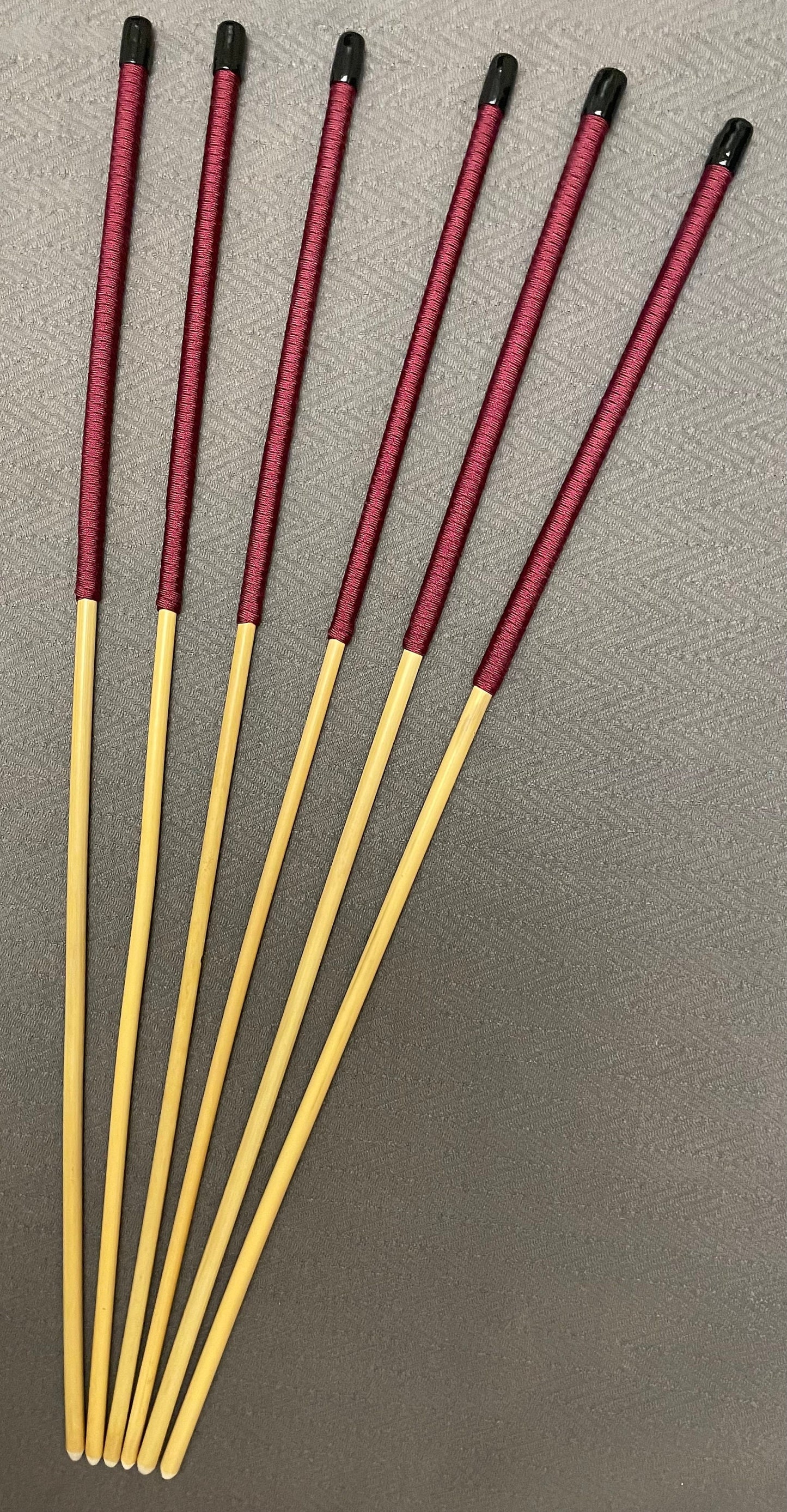 Knotless Dragon Canes / Ultimate Rattan Canes / No Knot Dragon Canes Set of 6 with Burgundy Paracord Handles 85 cms Length