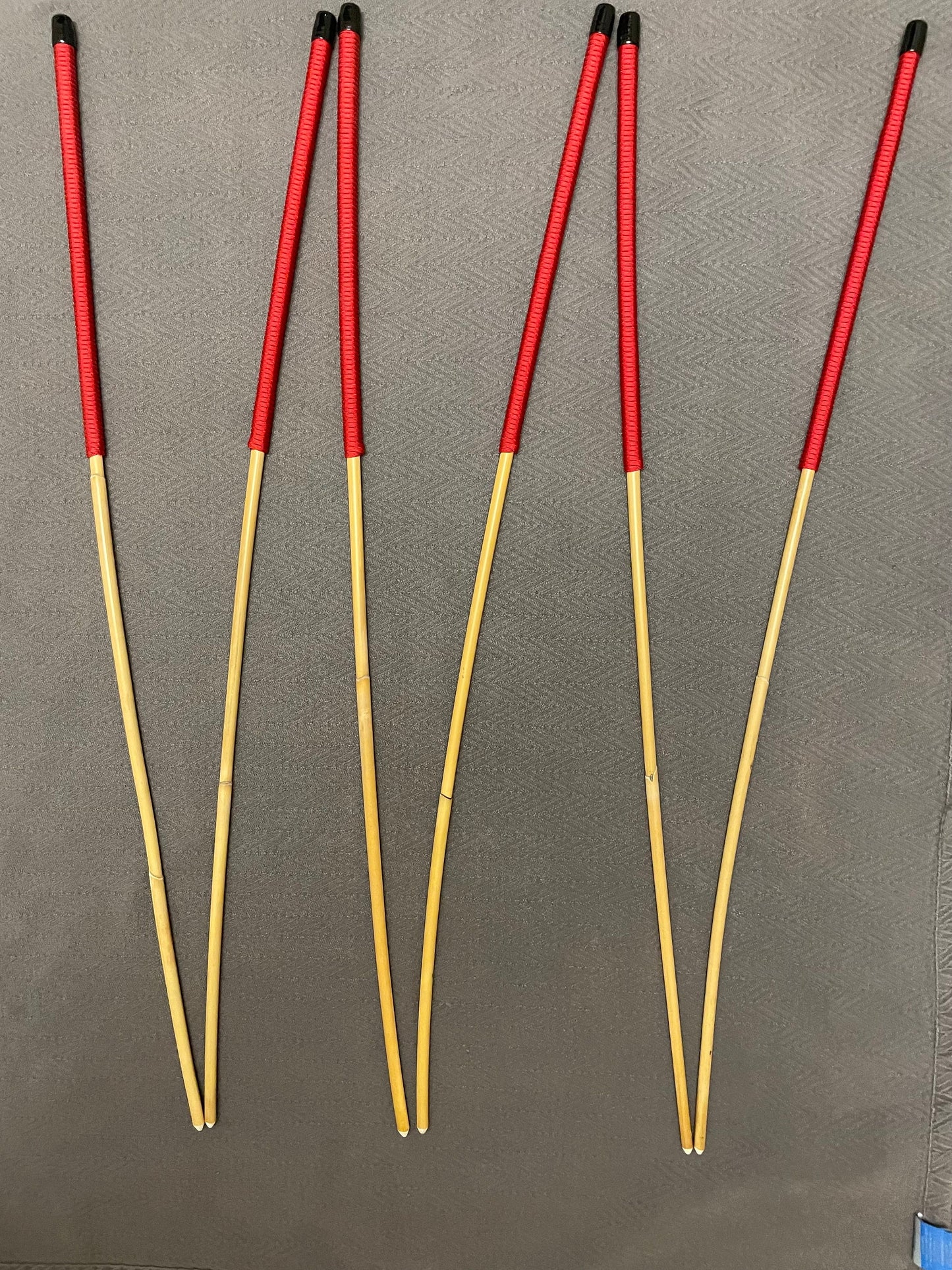 Thick and Thuddy Dragon Cane Set of 6 Rattan Canes / Whipping Canes / BDSM Canes - 100 cms Length - Red Paracord Handles