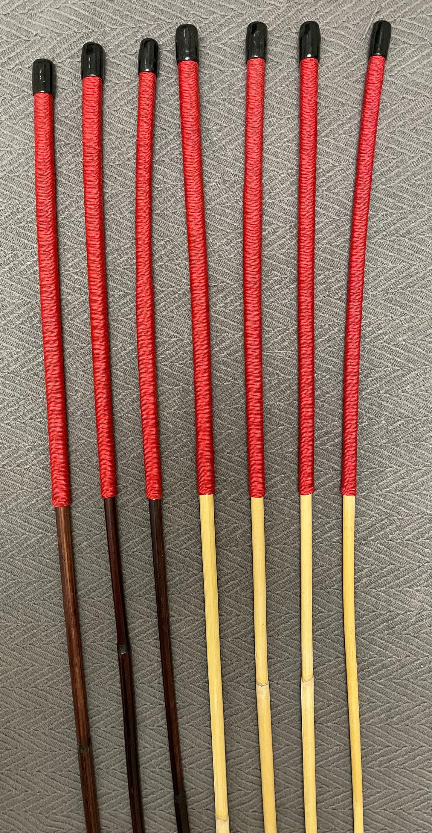 Set of 7 Classic Dragon / Smoked Dragon Canes - 95 cms Length - Imperial Red Paracord Handles
