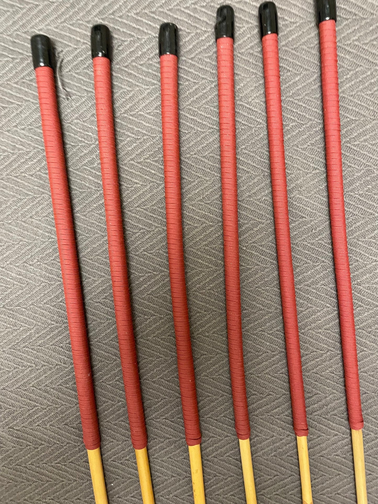 Six of the very Best Classic Dragon Rattan Punishment Cane Set - 95 cms Length - Red Paracord Handles