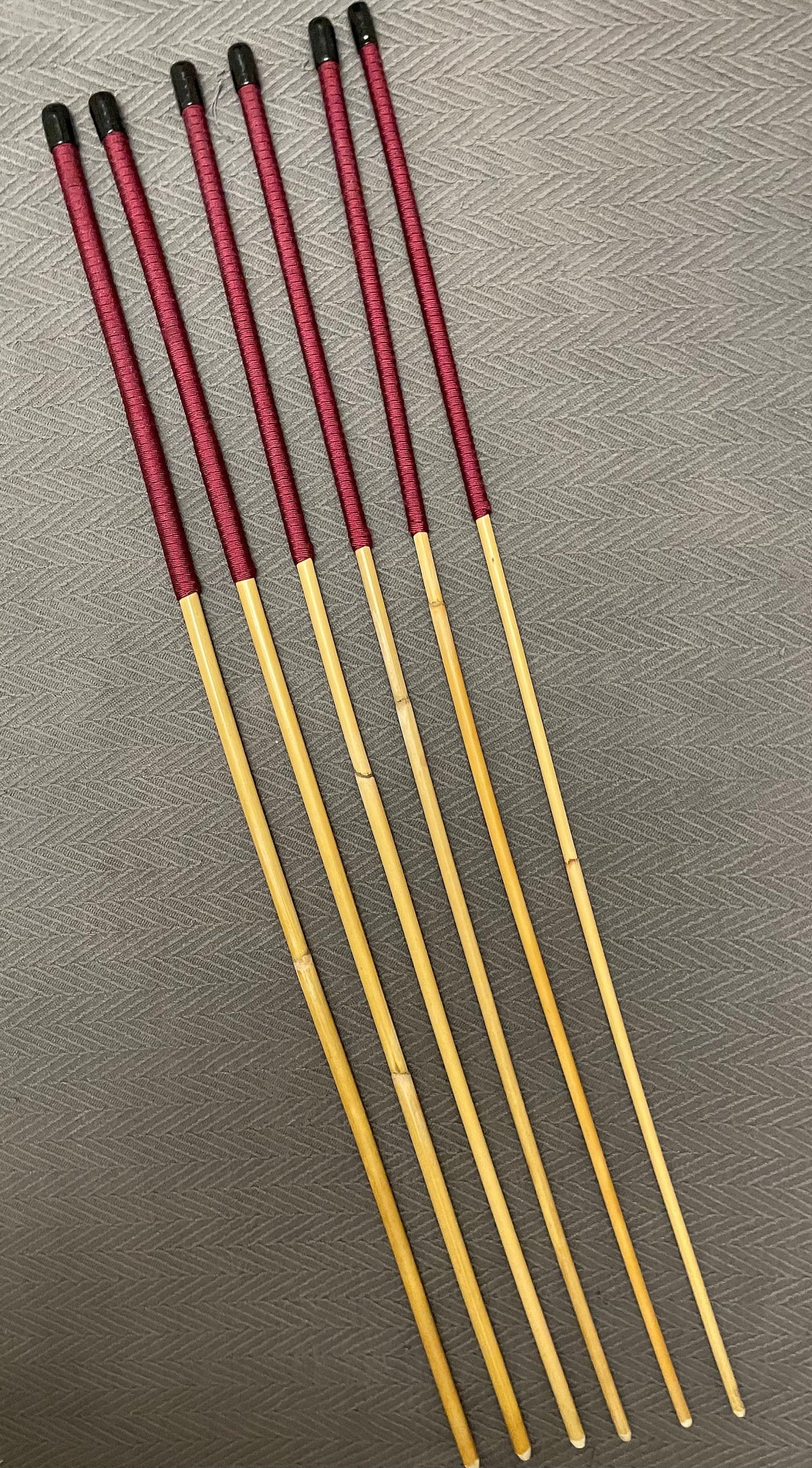 Set of 6 Classic Dragon Rattan Punishment Canes - 90 cms Length -Burgundy Paracord Handles - Englishvice Canes
