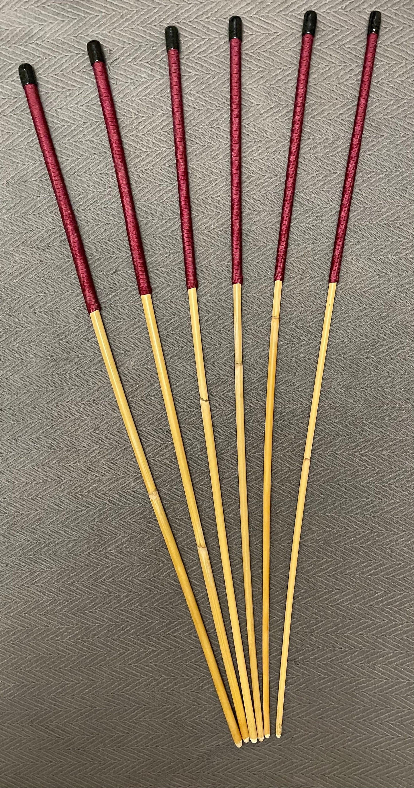 Set of 6 Classic Dragon Rattan Punishment Canes - 90 cms Length - Burgundy Paracord Handles - Englishvice Canes