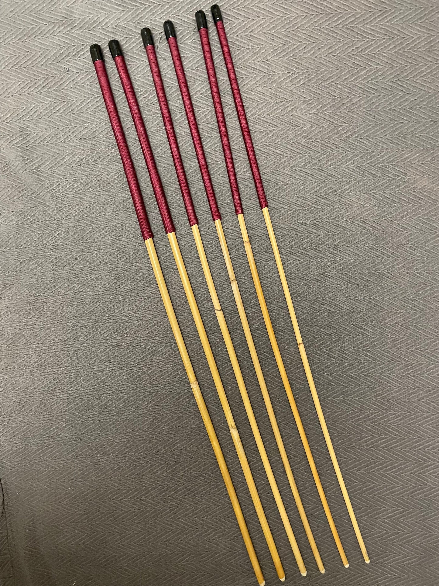 Set of 6 Classic Dragon Rattan Punishment Canes - 90 cms Length - Burgundy Paracord Handles - Englishvice Canes