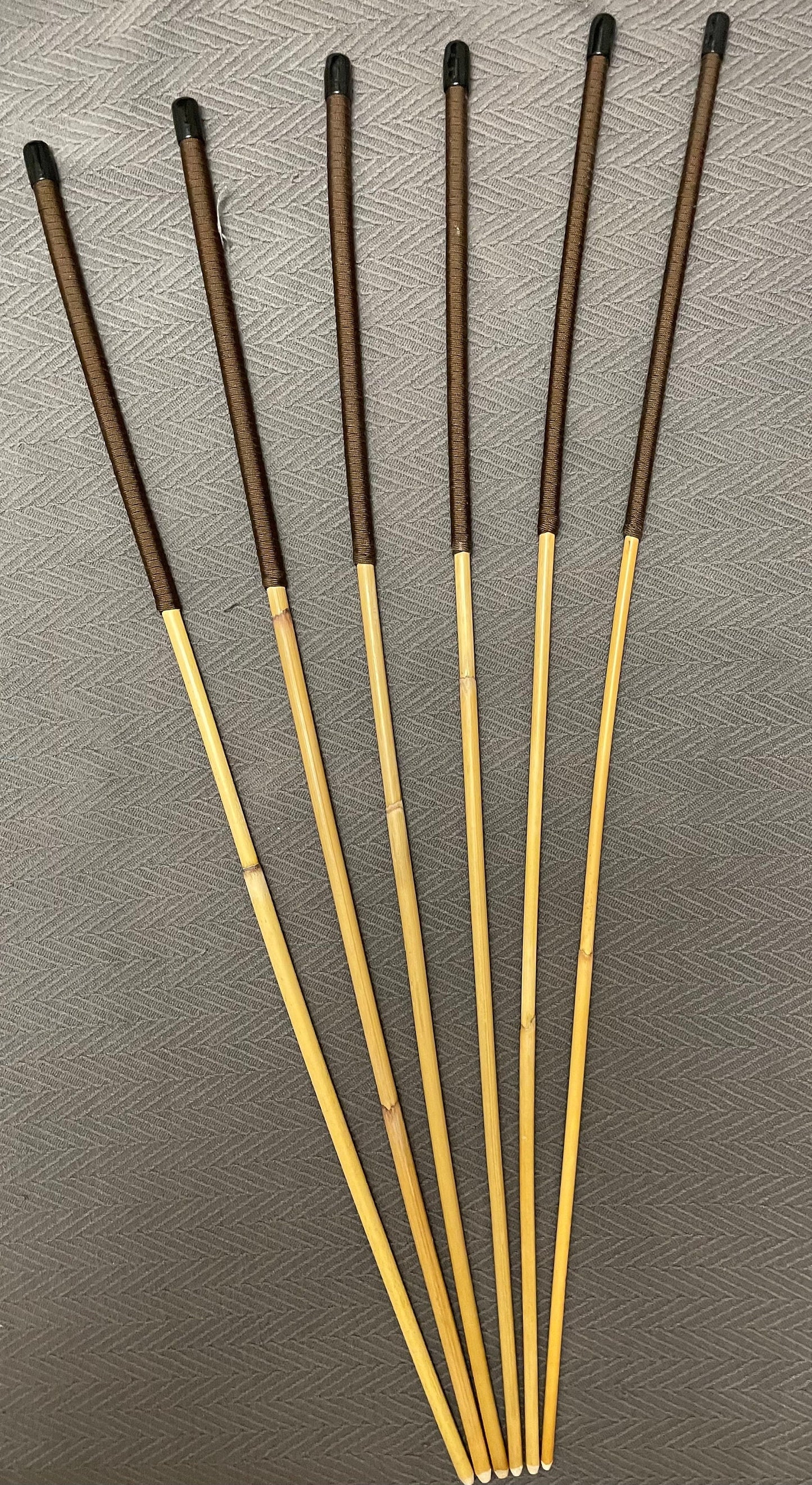 Set of 6 Classic Dragon Rattan Punishment Canes - 90 cms Length - Brown Paracord Handles - Englishvice Canes