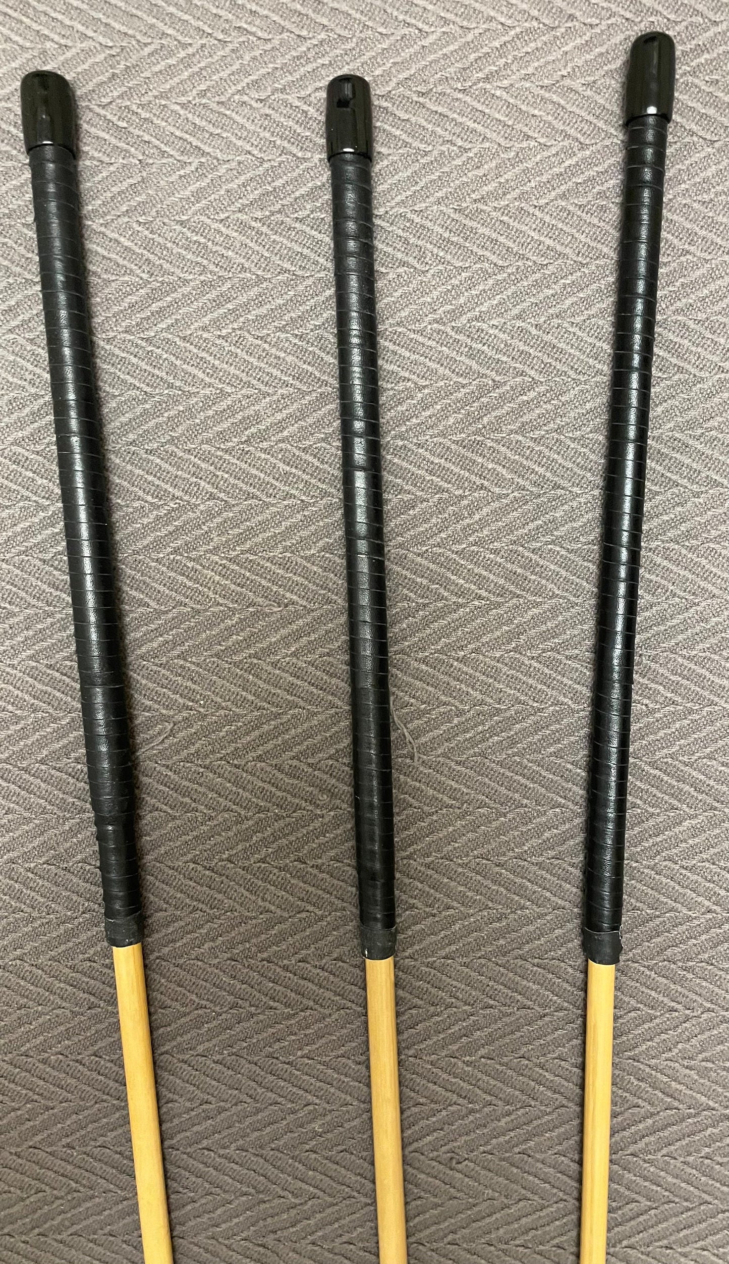 Set of 3 Knotless Dragon Canes / Ultimate Rattan Canes / No Knot Canes with Black Kangaroo Leather Handles