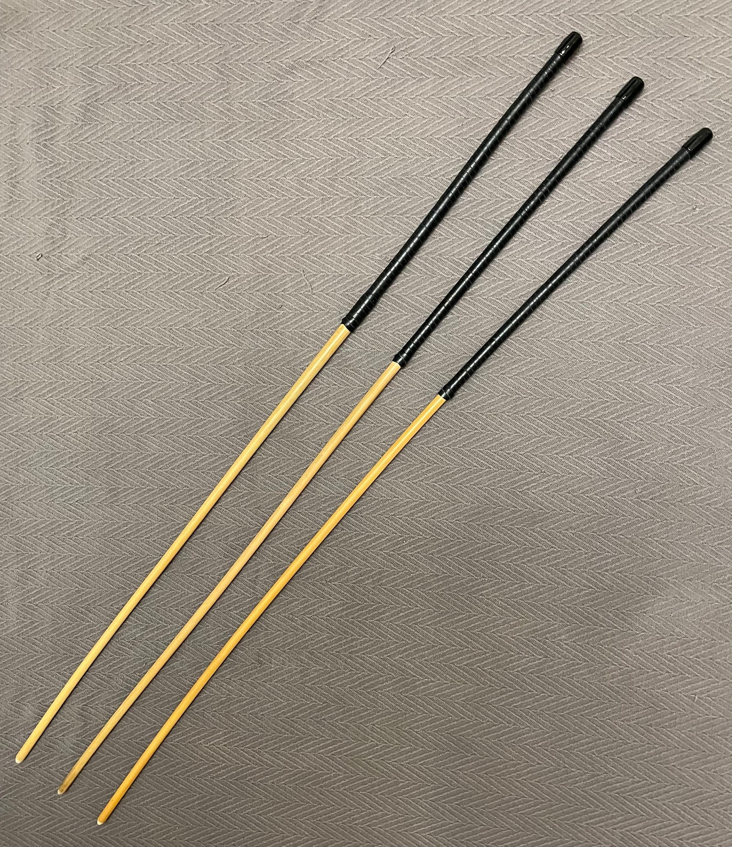 Set of 3 Knotless / No Knot Dragon Canes - 100 cms Length - Bllack Kangaroo Leather Handles - Englishvice Canes