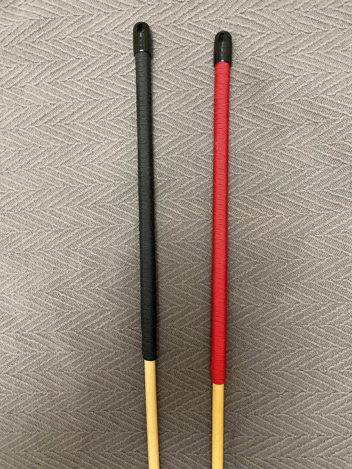 The Scorpion - Whippy Classic Dragon Punishment Cane - 105 cms L  & 8 - 9 mm Diameter - 14" BLACK / RED  Paracord  Handles - Englishvice Canes