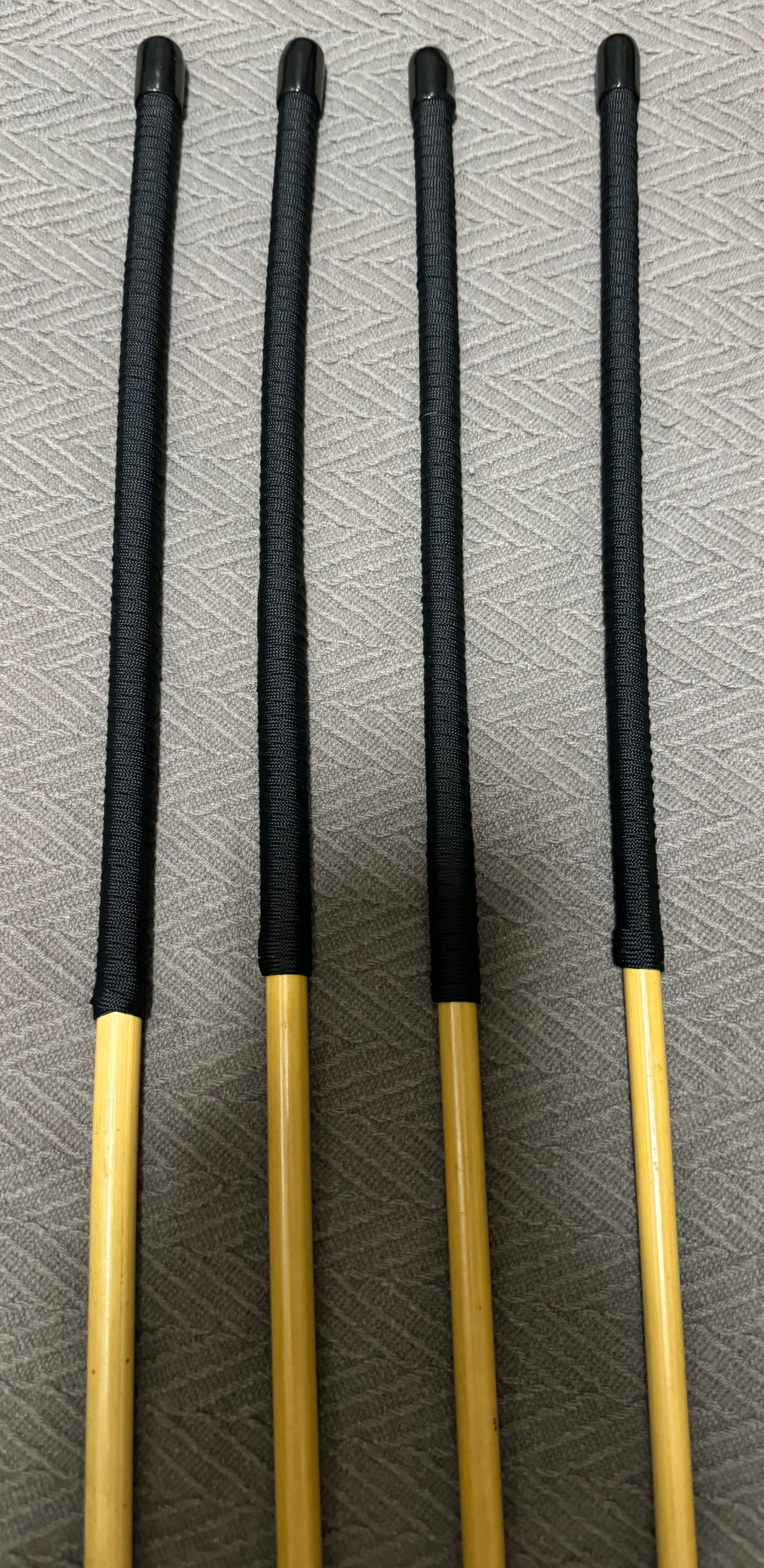 Set of 4 Knotless / No Knot Dragon Canes - 90 to 92 cms L & 10 - 13.5 mm D - BLACK Paracord Handles - Englishvice Canes