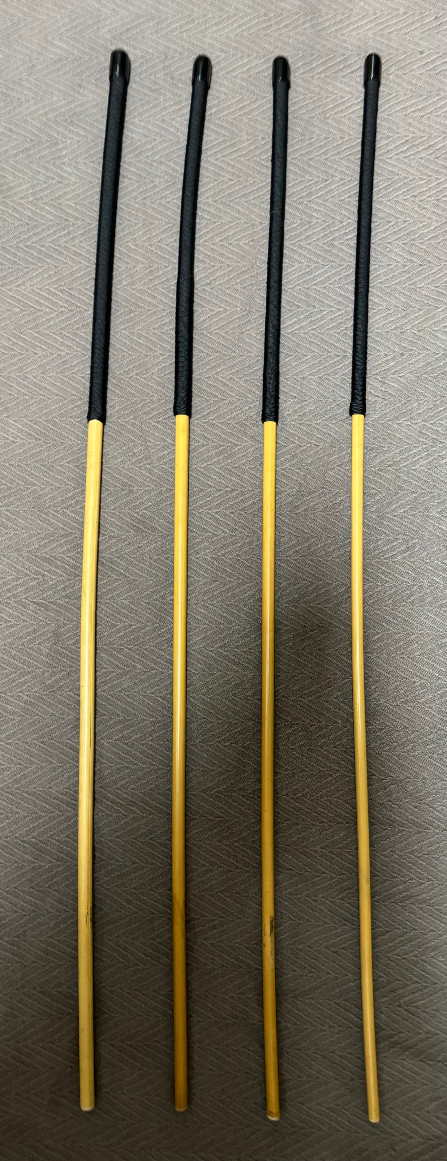 Set of 4 Knotless / No Knot Dragon Canes - 90 to 92 cms L & 10 - 13.5 mm D - BLACK Paracord Handles - Englishvice Canes