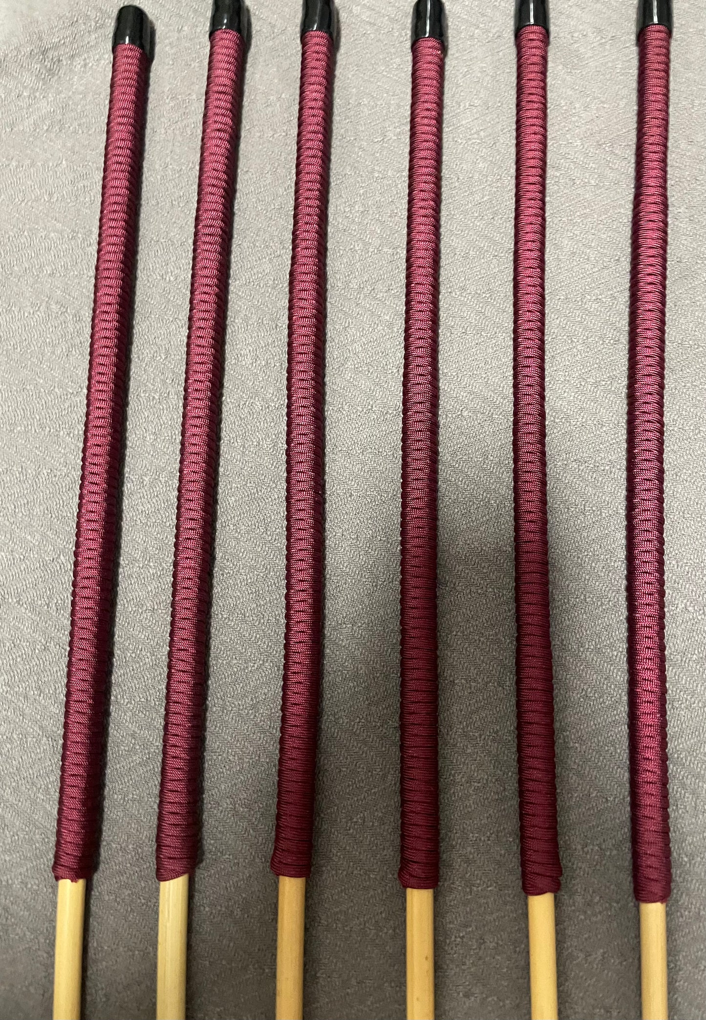 Thick and Thuddy Classic Dragon Canes / Whipping Canes / BDSM Canes Set of 6  - 115 cms Length - Burgundy Paracord Handles - Englishvice Canes