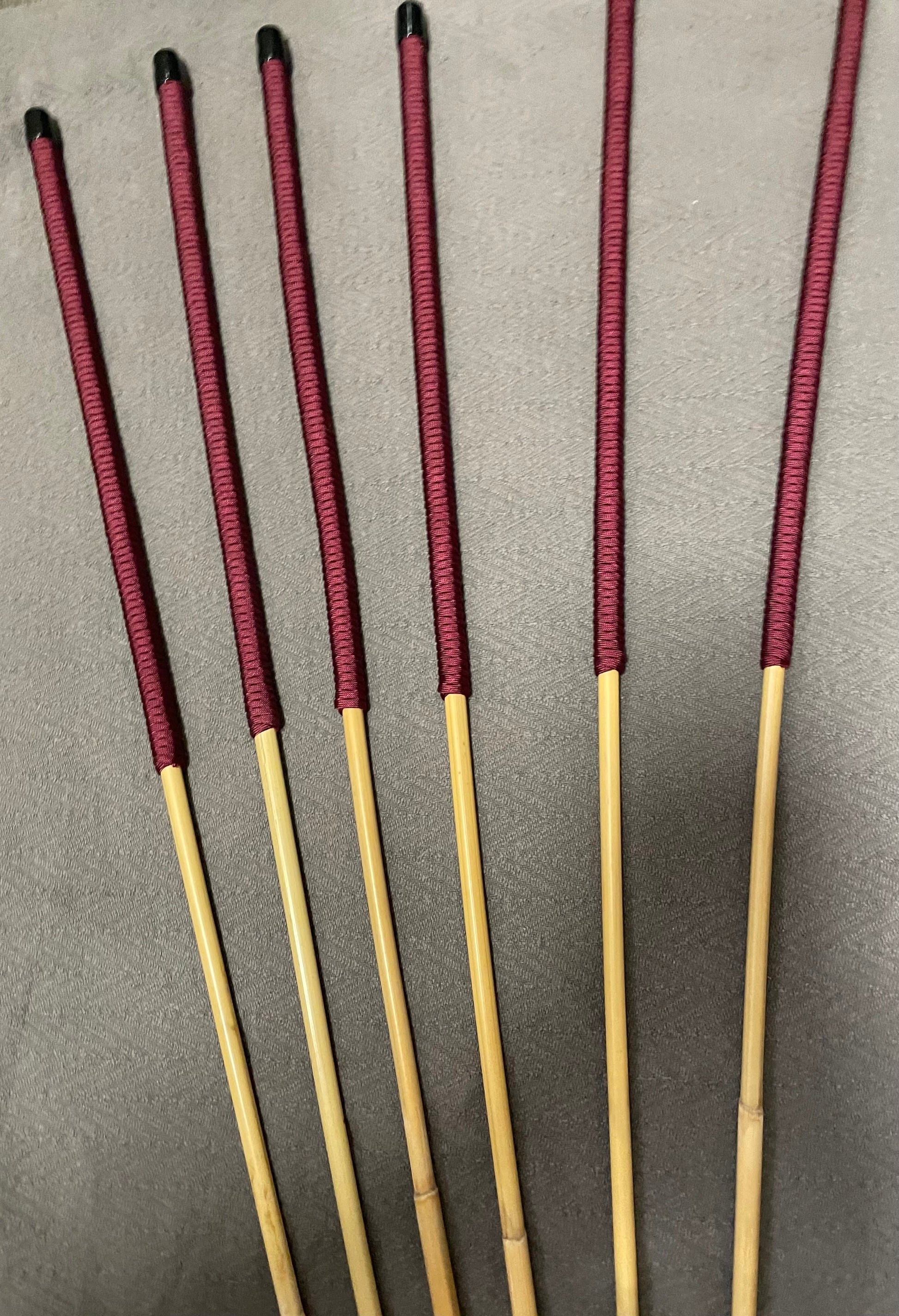 Thick and Thuddy Classic Dragon Canes / Whipping Canes / BDSM Canes Set of 6  - 110 cms Length - Burgundy Paracord Handles - Englishvice Canes