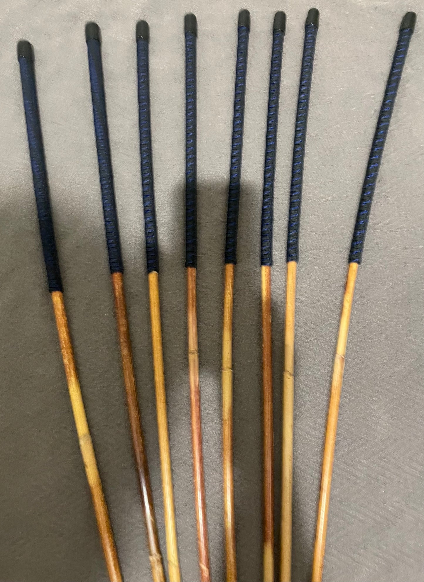 Set of 8 Dragon Rattan Punishment Canes / BDSM Canes with Blue Streak Paracord Handles - SALES SPECIAL - 90 cms Length - Englishvice Canes 