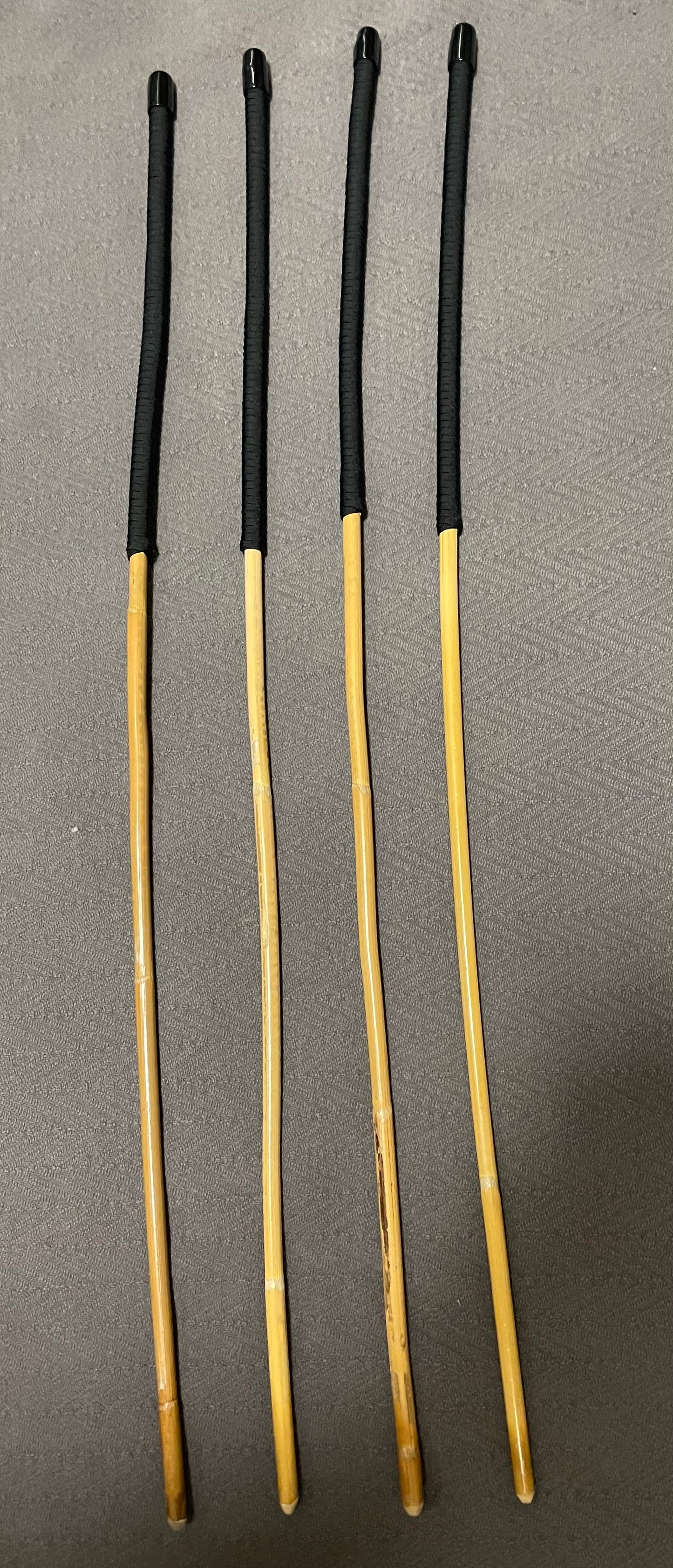 Set of 4 Reformatory Senior Kooboo Rattan Punishment canes  with Black Paracord Handles - 83 to 85 cms L & 10 - 10.5 mm D - Englishvice Canes