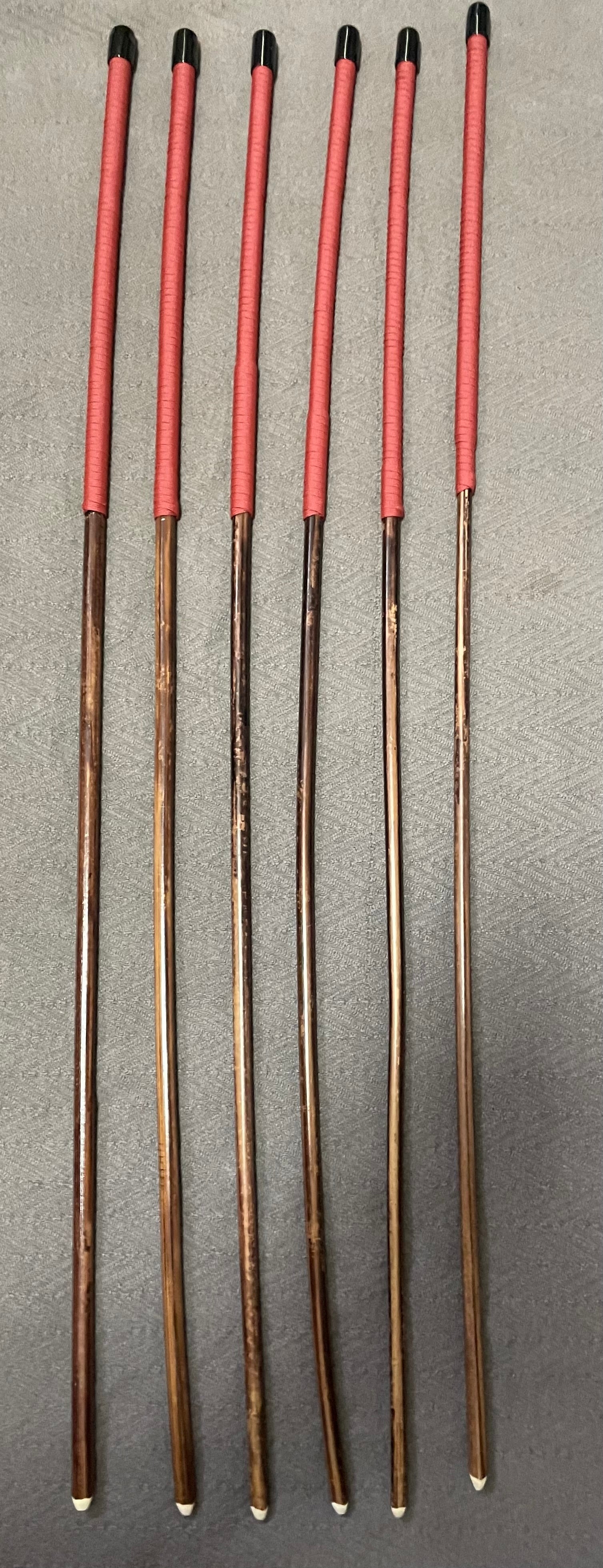 Set of 6 Knotless / No Knot Smoked Dragon Canes with Brick Red Handles - Englishvice Canes