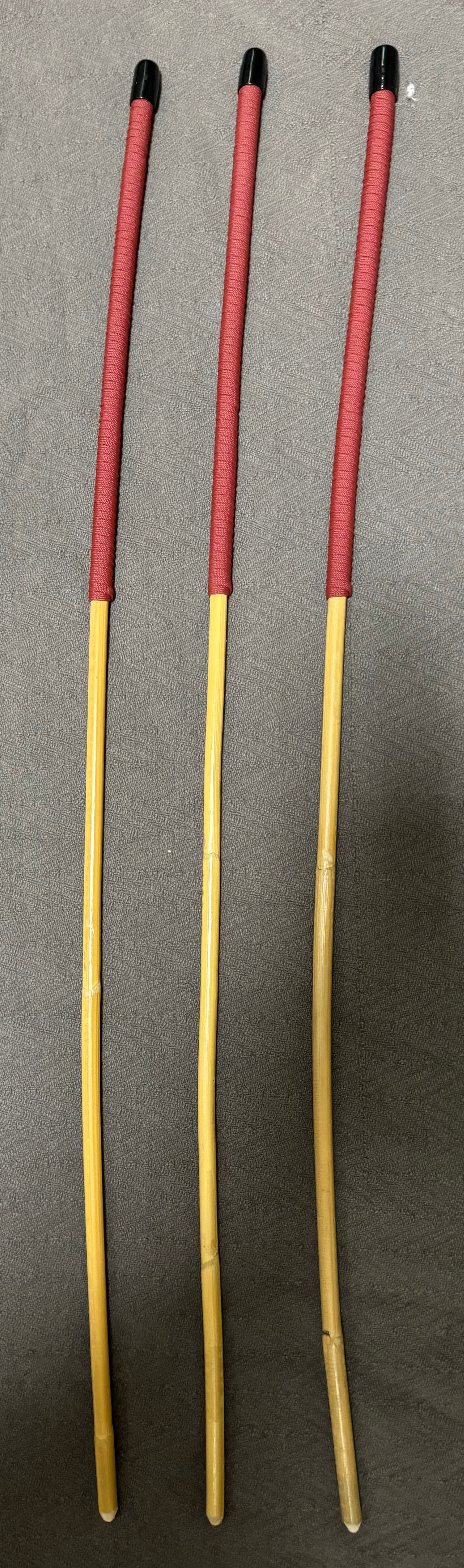 Set of 3 Classic Kooboo Rattan Punishment canes  with BRICK RED Paracord Handles - 82 to 84 cms L - 9 - 10 mm D - Englishvice Canes