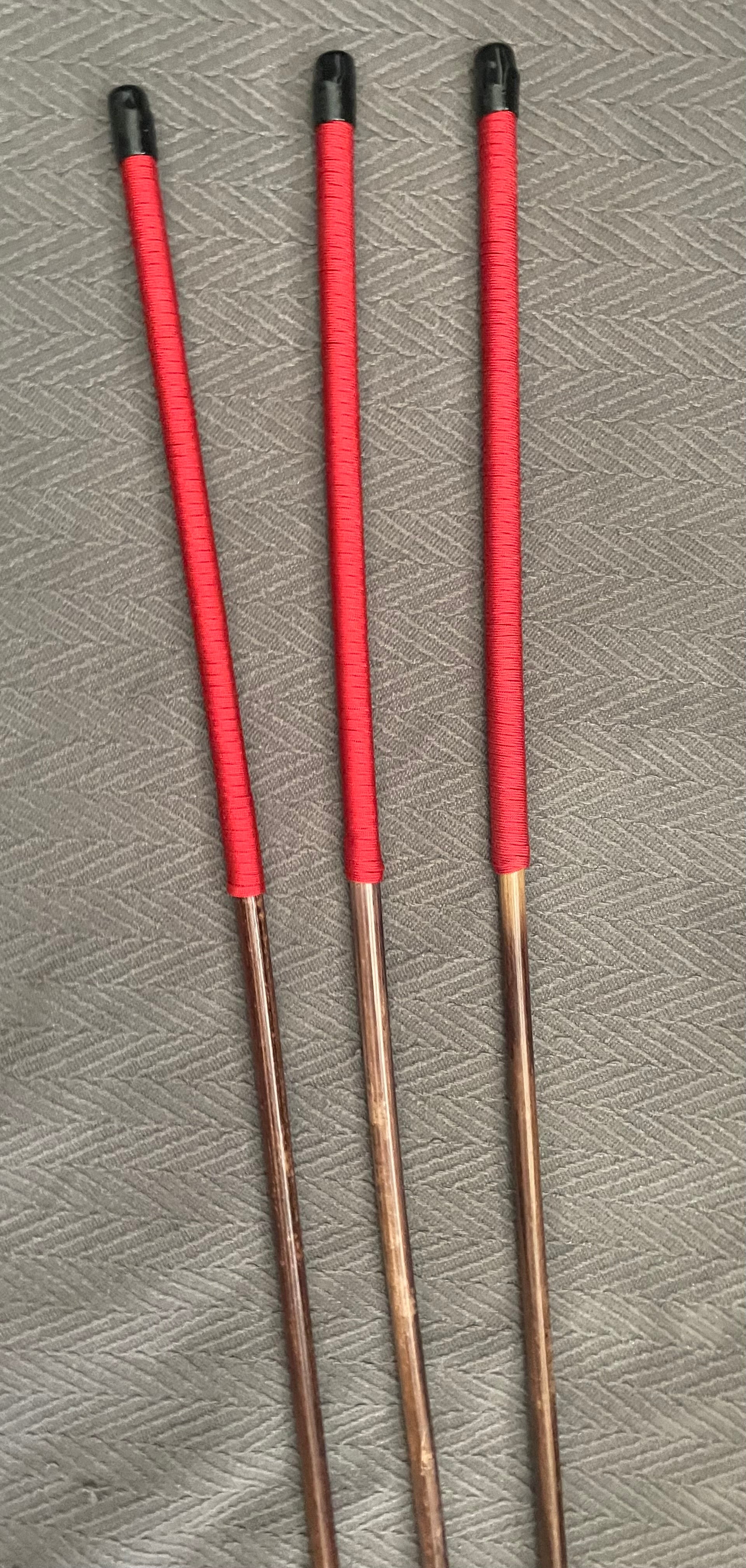 Set of 3 Knotless Smoked Dragon Canes / Ultimate No Knot Smoked Dragon Canes  - 92 to 94 cms Length - Red / Black Paracord Handles - Englishvice Canes