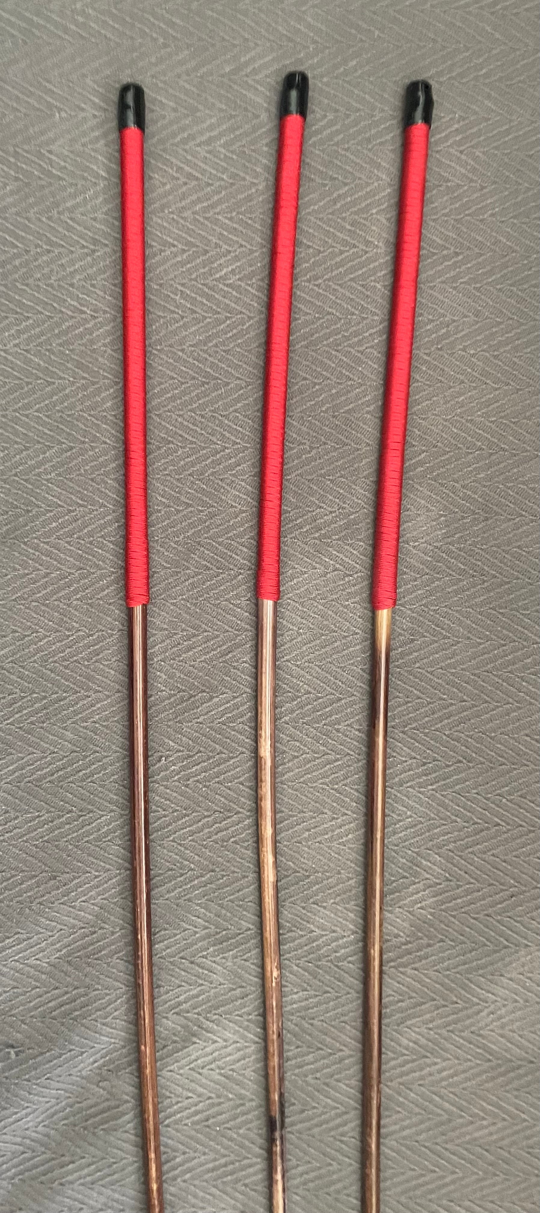Set of 3 Knotless Smoked Dragon Canes / Ultimate No Knot Smoked Dragon Canes  - 92 to 94 cms Length - Red / Black Paracord Handles - Englishvice Canes