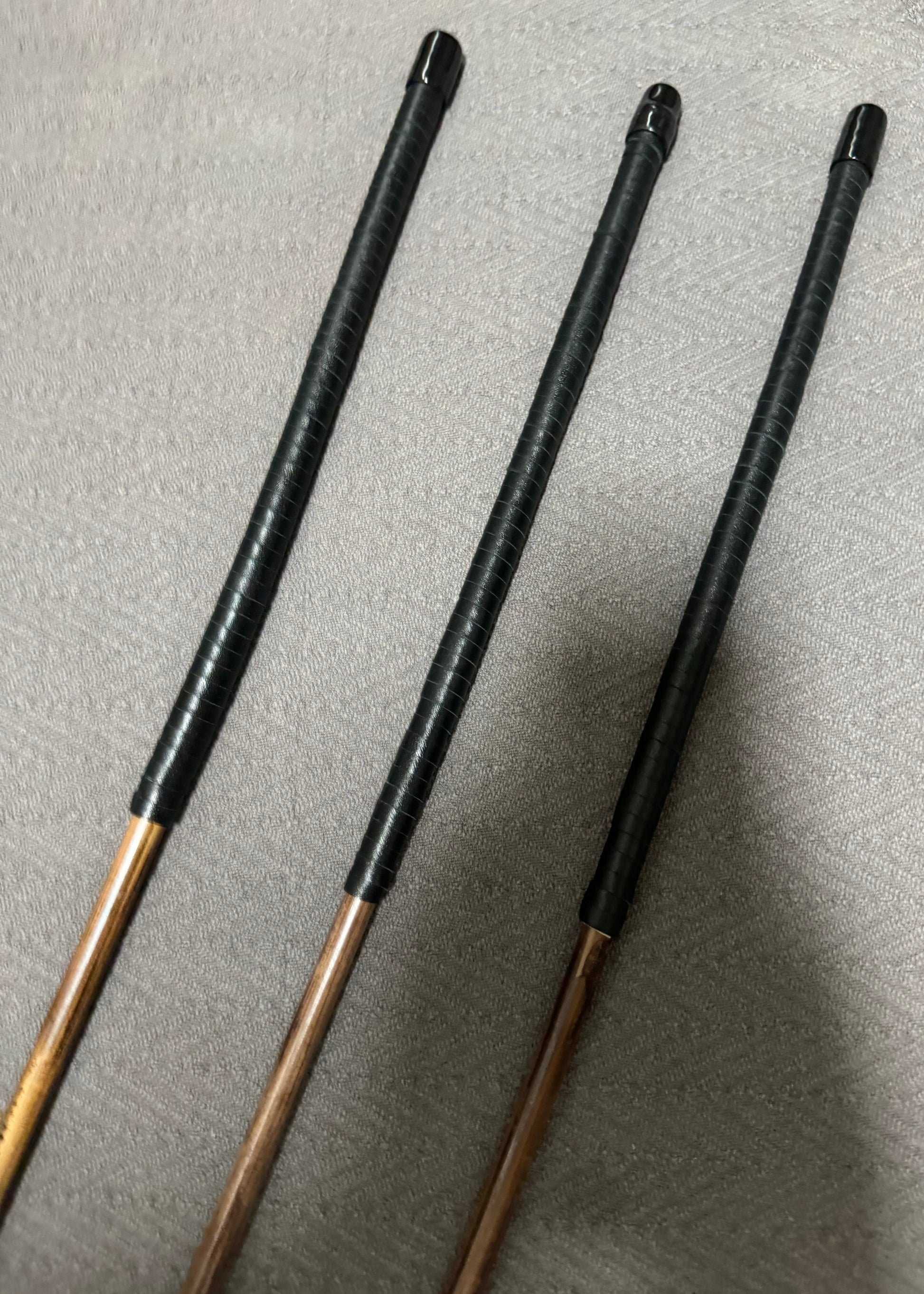 Set of 3 Knotless Smoked Dragon Canes / Ultimate No Knot Smoked Dragon Canes  - 90 to 92 cms Length - Black Kangaroo Leather Handles - Englishvice Canes
