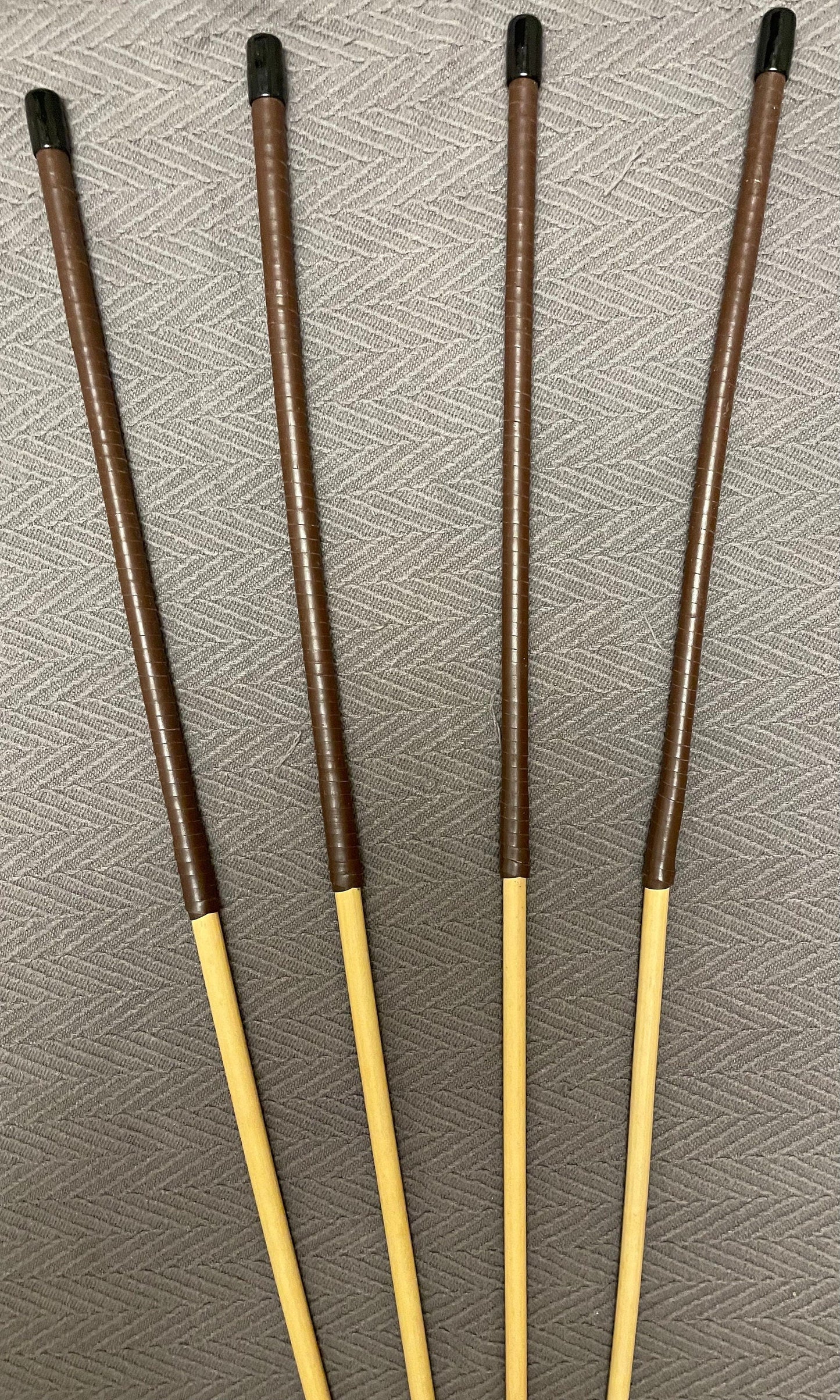 Knotless Dragon Canes / Ultimate Rattan Canes Set of 4 with Brandy Kangaroo Leather Handles 100 cms Length - Englishvice Canes