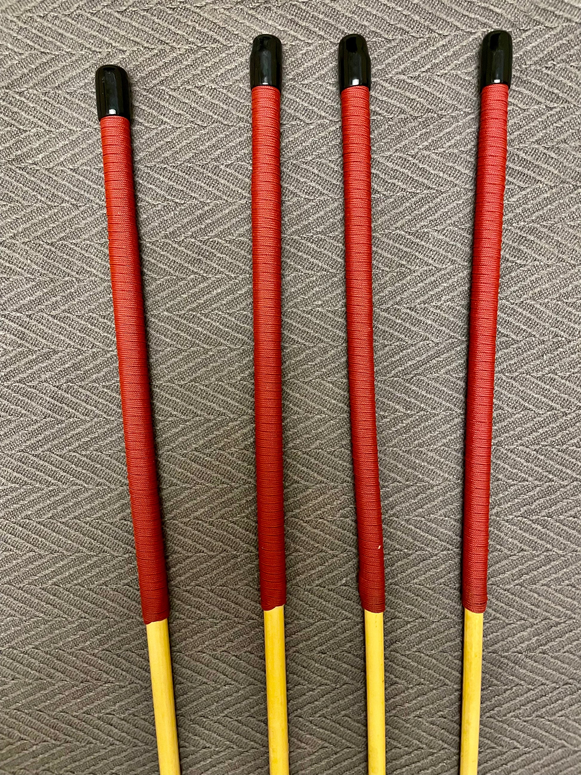 Thick and Thuddy Set of 4 Classsic Dragon Canes / Punishment Canes - 100 cms Length -RED Paracord Handles