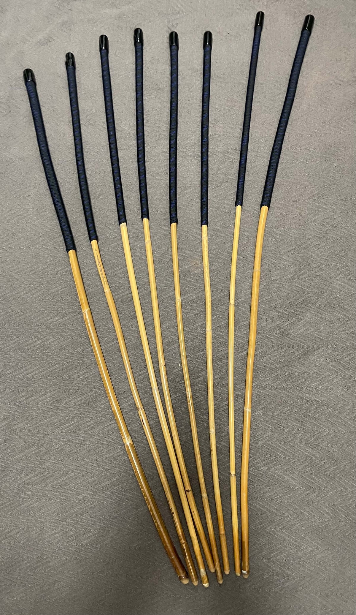 Set of 8 Kooboo Rattan Punishment canes Blue Streak Handles