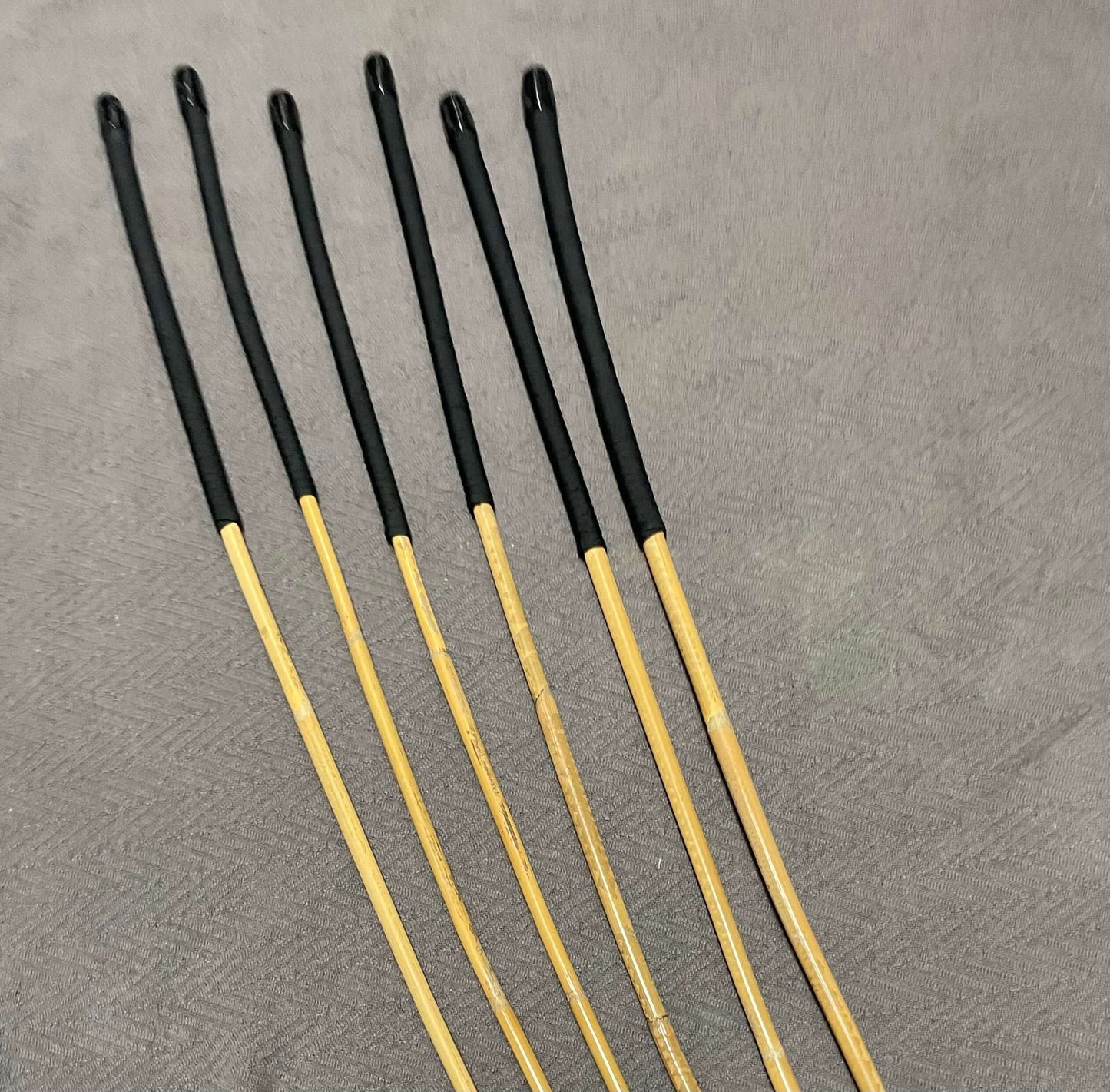 Beginner / Novice Set of 6 Classic Kooboo Rattan Punishment canes with BLACK Paracord Handles  - Englishvice Canes