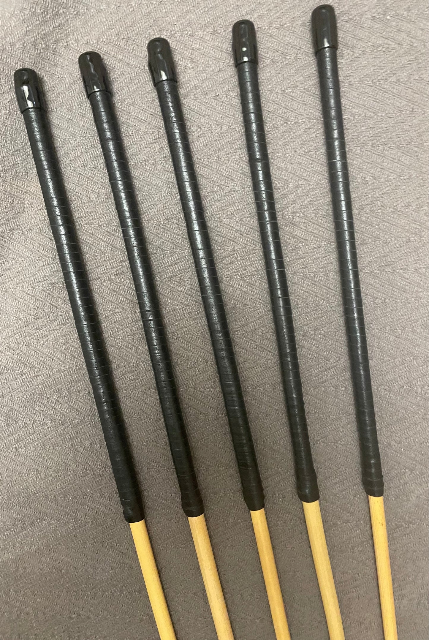 Set of 5 Knotless Dragon Canes / No Knot Rattan Canes / Ultimate Canes with Black Kangaroo Leather Handles