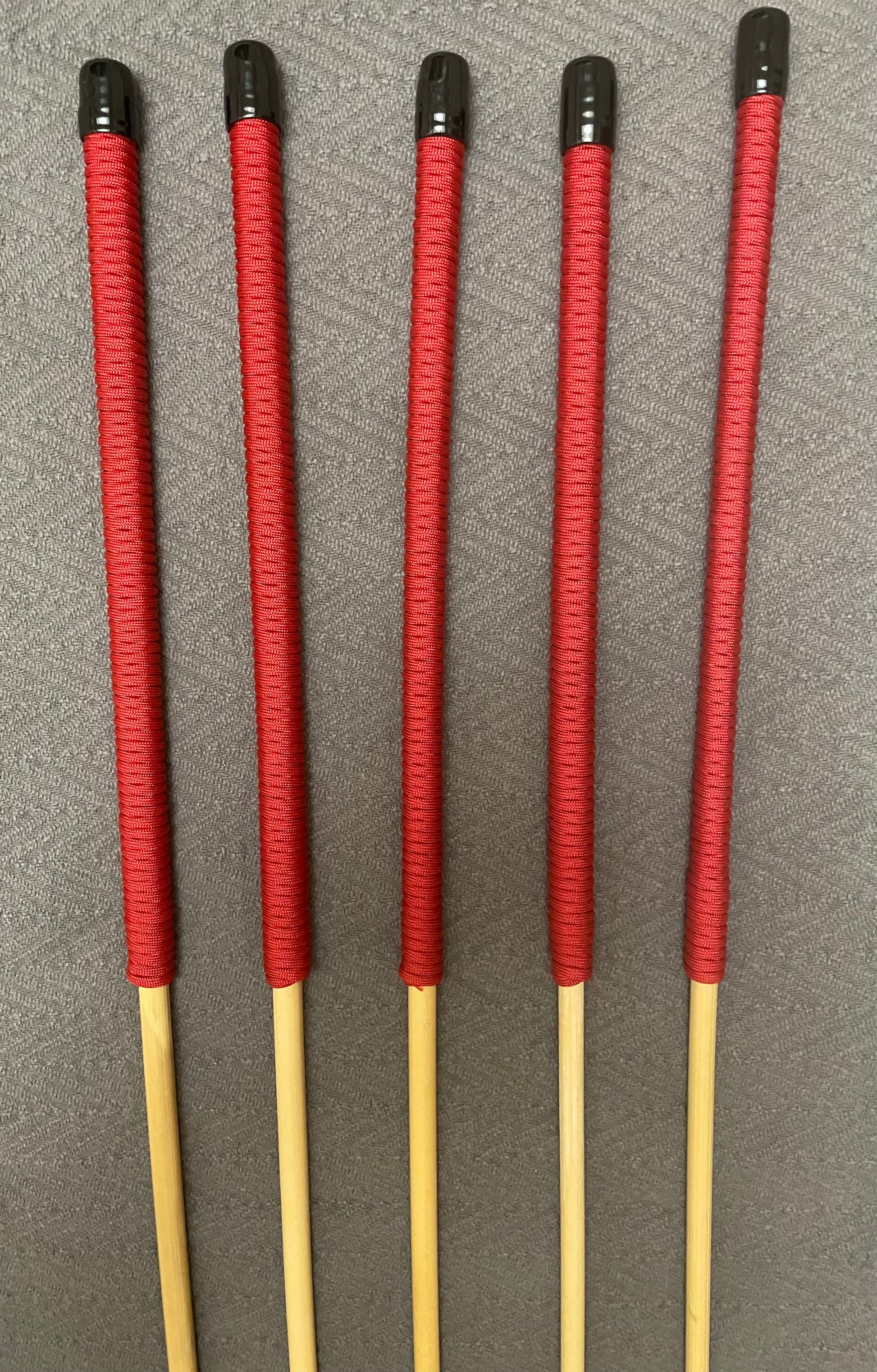 Set of 5 Knotless Dragon Canes / Ultimate Canes / No Knot Canes / BDSM Canes - 90 to 92 cms Length - Imperial Red Paracord Handles