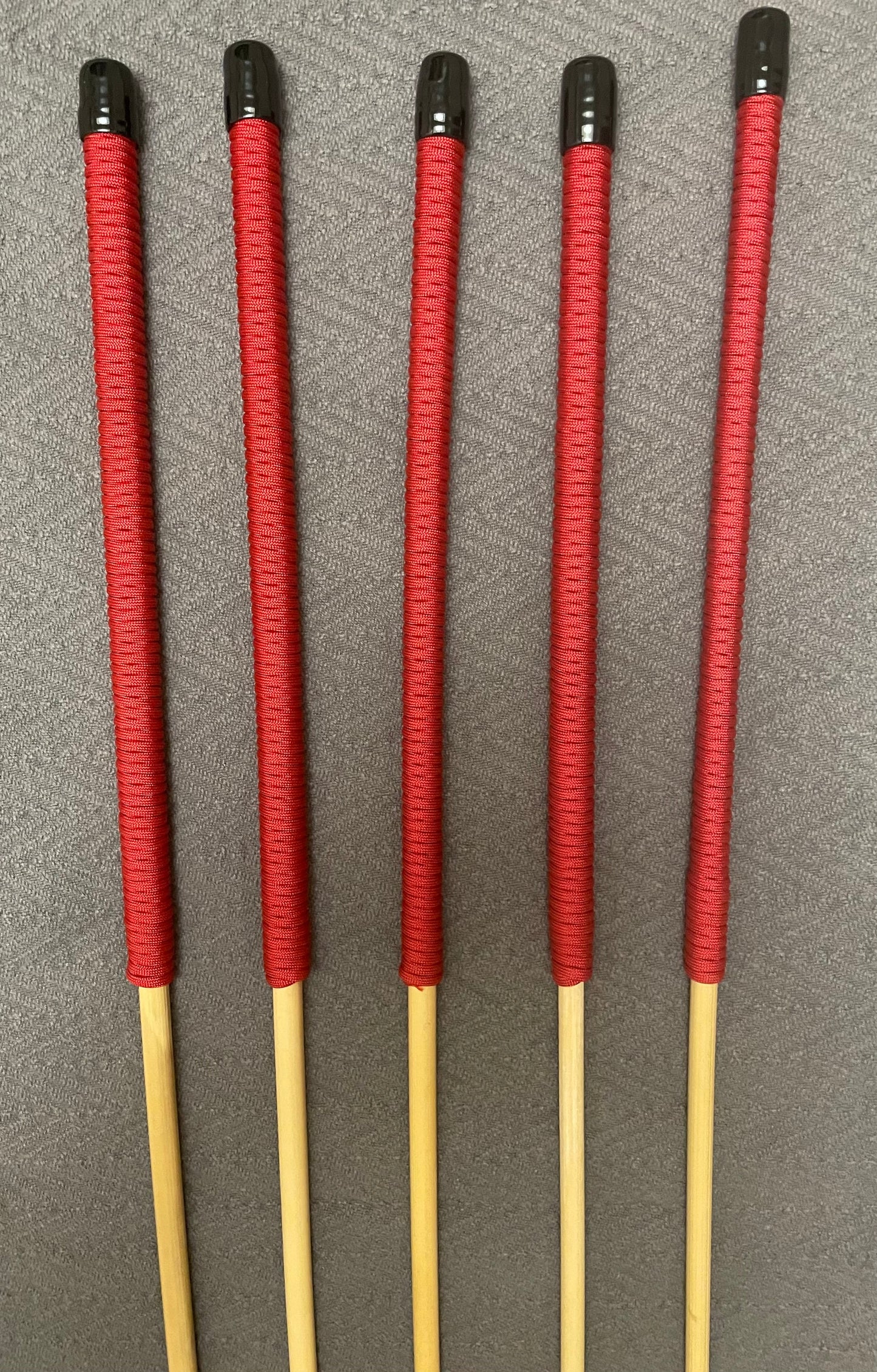Set of 5 Knotless Dragon Canes / Ultimate Canes / No Knot Canes / BDSM Canes - 85 cms Length - Black or Imperial Red Paracord Handles