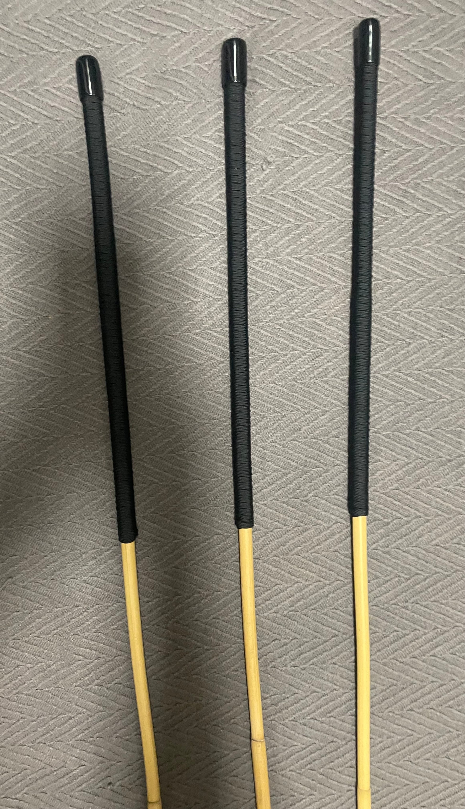 Set of 3 Classic Dragon Canes / School Canes  with 14" Black Paracord Handles  - 95  cms L & 9.5 - 11 mm D - Englishvice Canes