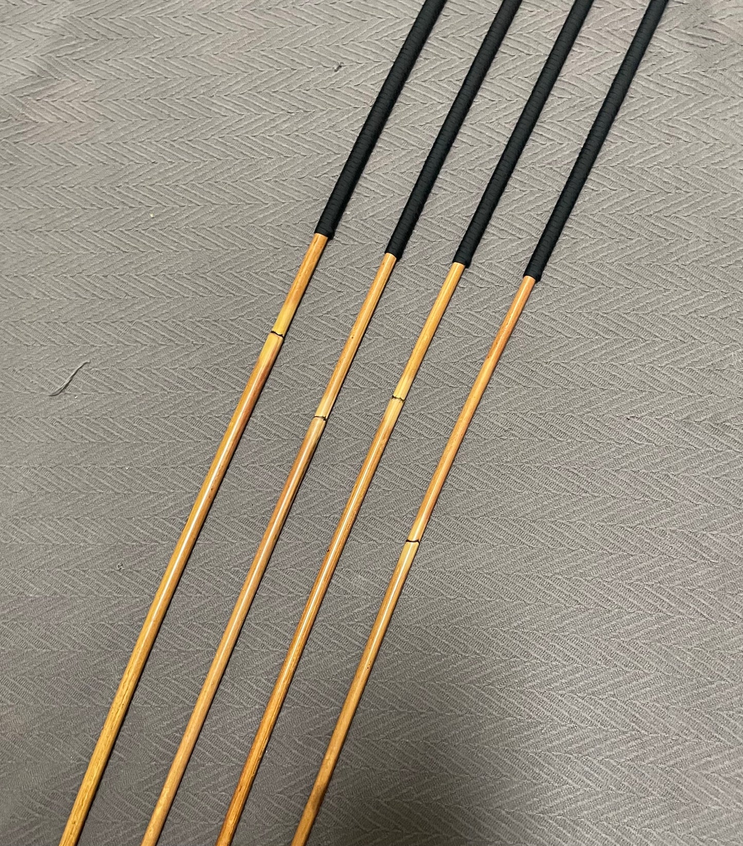 Golden / Honey Smoked Dragon Rattan Canes with Black Paracord Handles - 95 to 98 cms Length & 9 - 12.5 mm Diameters - Englishvice Canes