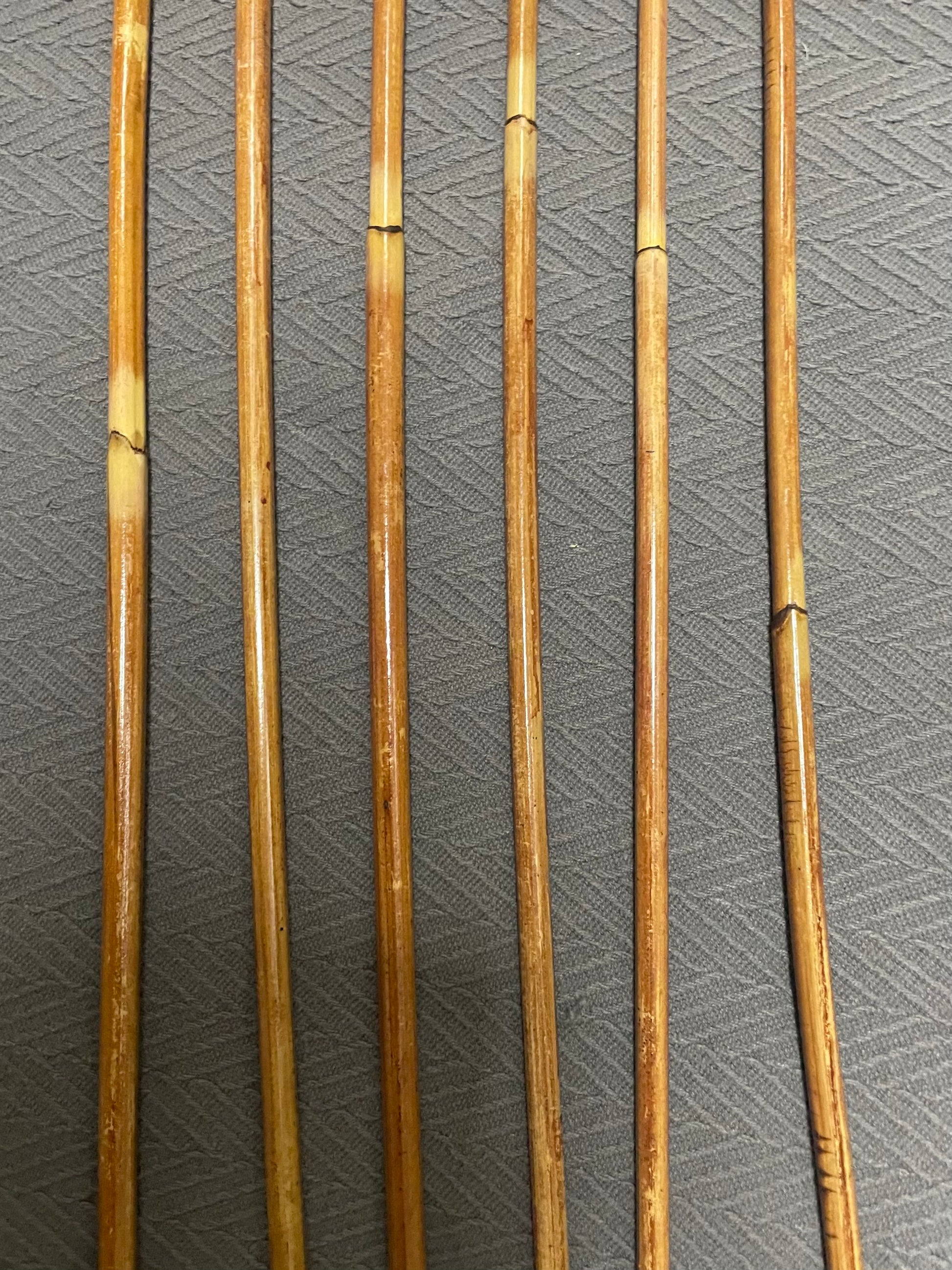 Golden / Honey Smoked Dragon Rattan Canes Set of 6 with Brick Red Paracord Handles - 95 to 98 cms Length - Englishvice Canes
