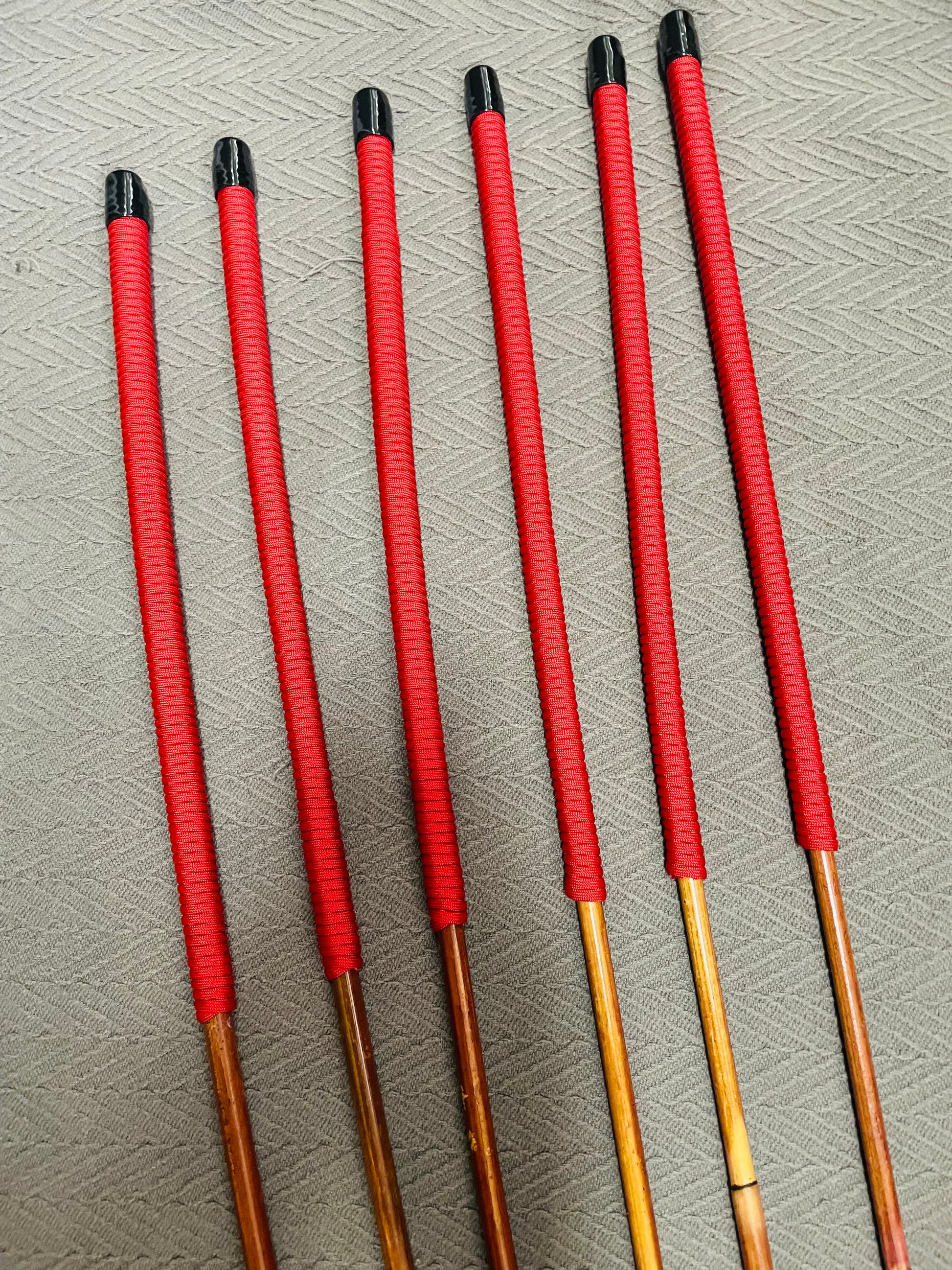 Smoked Dragon Canes SELECT Six / Dark Dragon Canes - 95 to 98 cms Length - Imperial Red Paracord Handles - Englishvice Canes