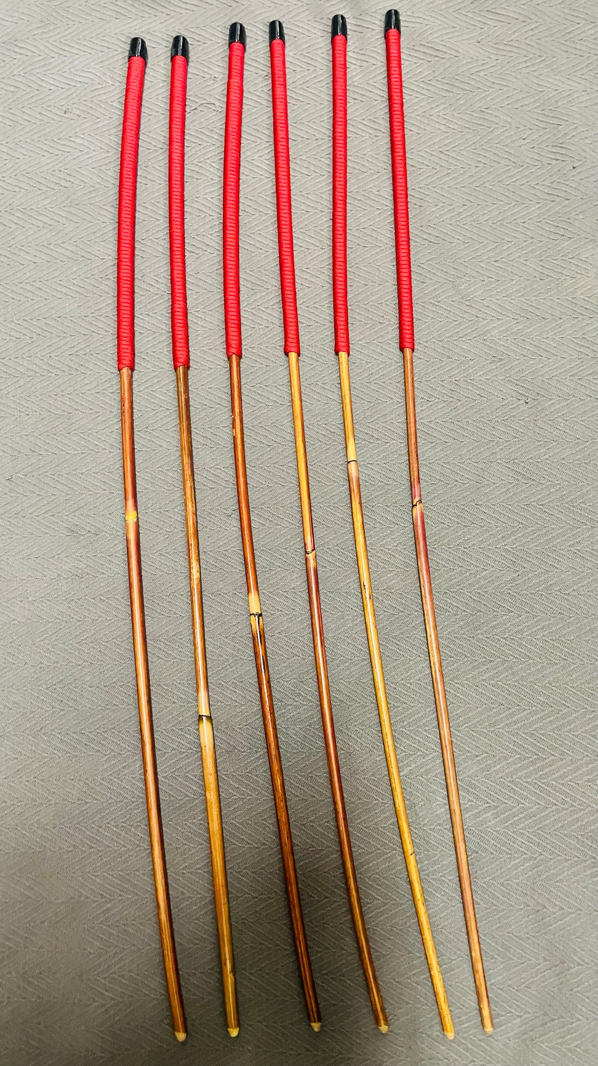 Set of 6 Smoked Dragon Canes 98 cms Imperial Red Handles