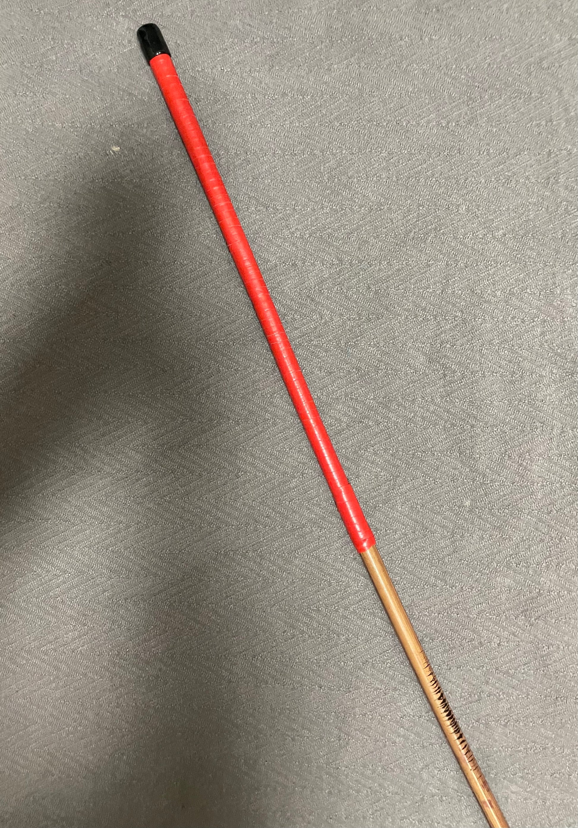 Singapore Prison Cane / Smoked Dragon Cane / Punishment Cane - 115 to 120 cms Length - Red Kangaroo Leather Handles