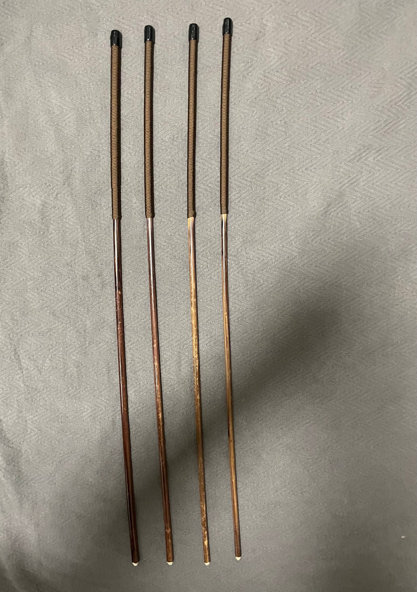 Set of 4 Knotless Smoked Dragon Canes / Ultimate No Knot Smoked Dragon Canes  / School Canes / BDSM Canes - 95 cms Length - Brown Paracord Handles