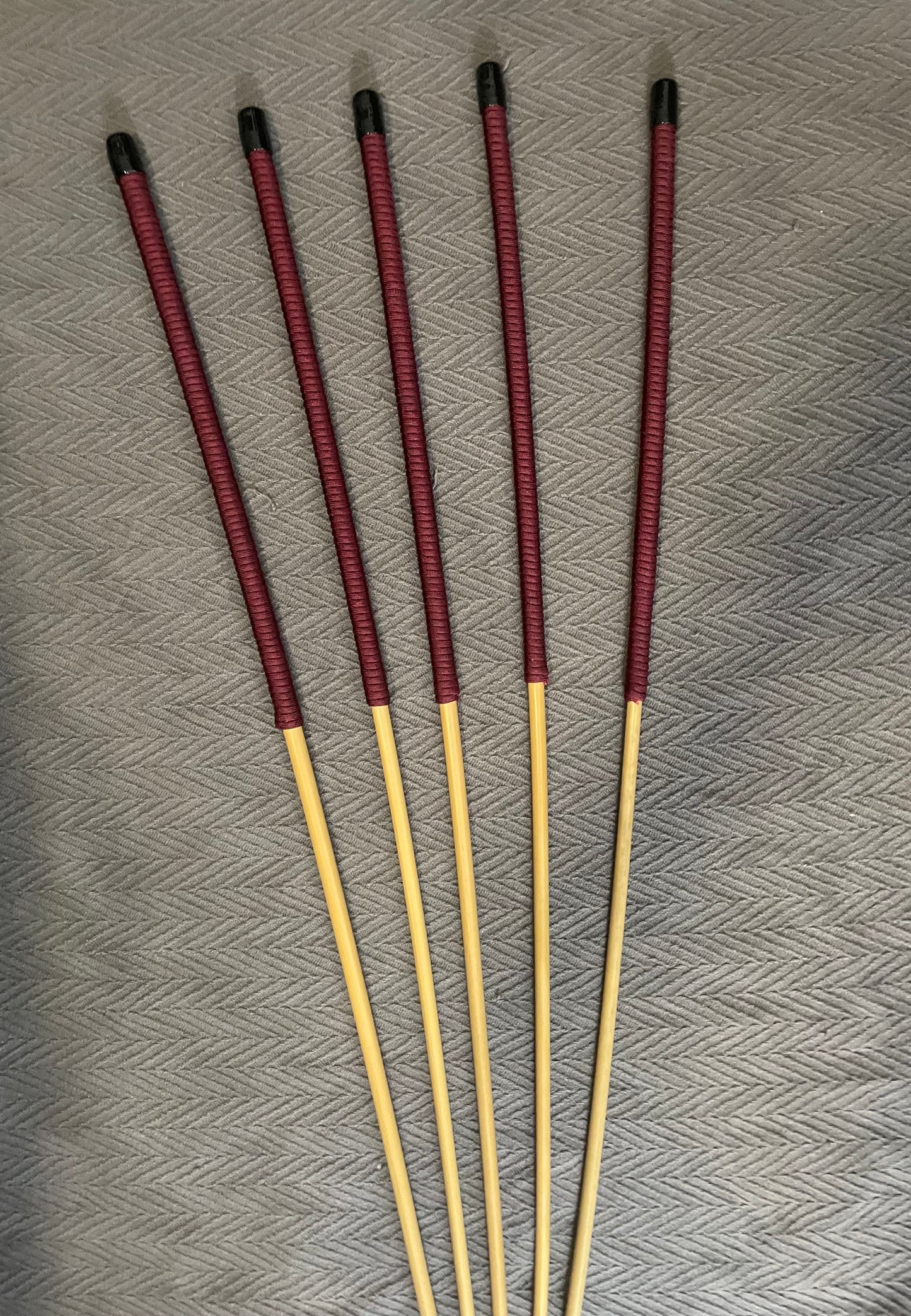 Set of 5 Knotless Dragon Canes / Ultimate Canes / No Knot Canes / BDSM Canes - 95 cms Length - Burgundy Paracord Handles