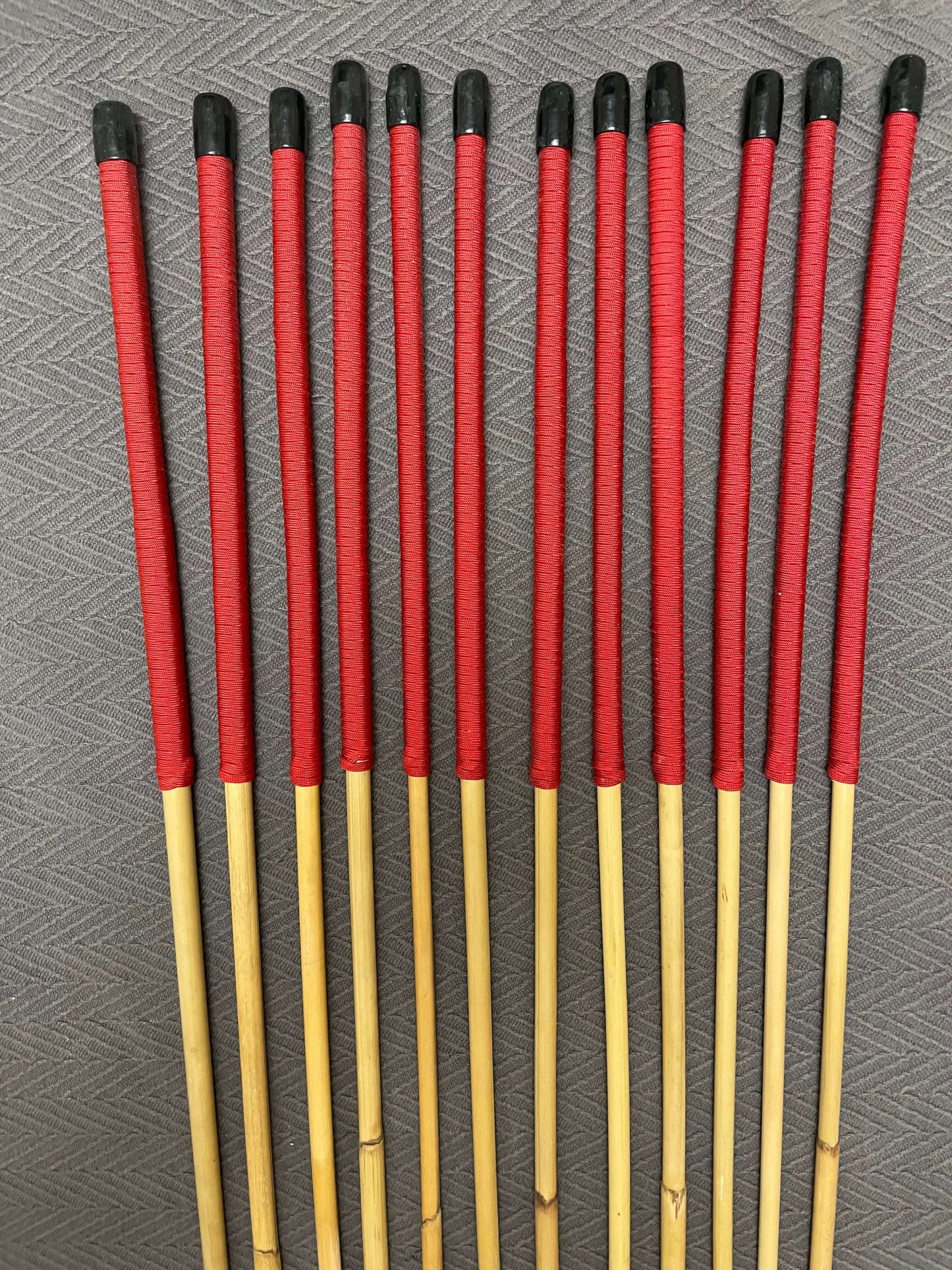 Set of 12 Dragon Rattan Canes / Punishment Canes wirh Red Paracord Handles