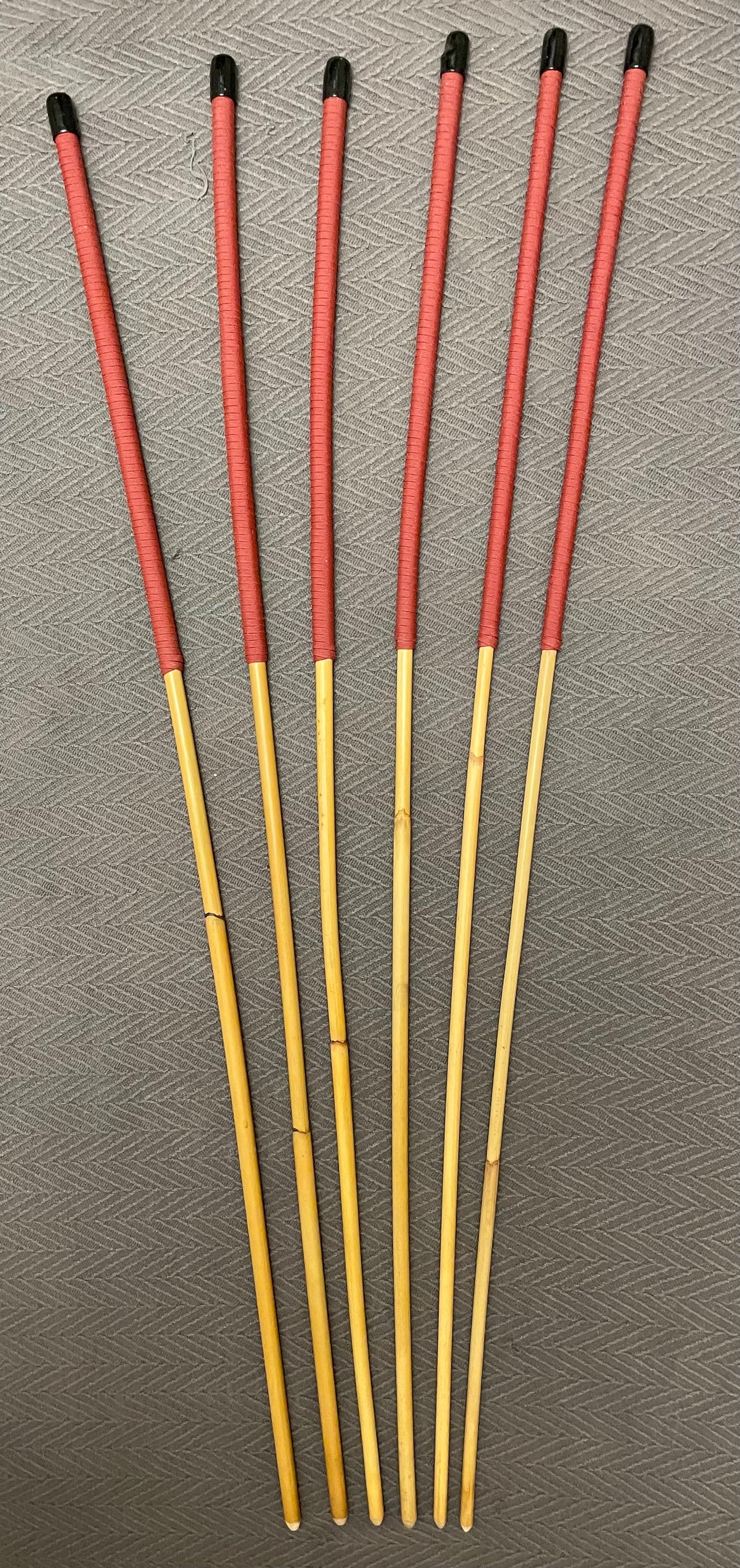 Set of 6 Classic Dragon Rattan Punishment Canes / School Canes  with Red Paracord Handles