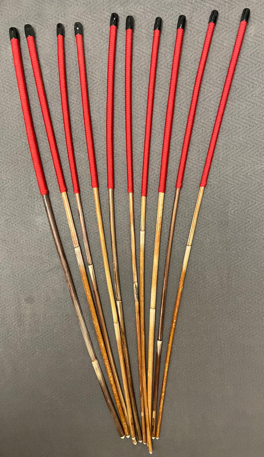 Set of 10 Classic Dragon Rattan Punishment Canes with Red Paracord Handles - 95 cms Length - Sales Special