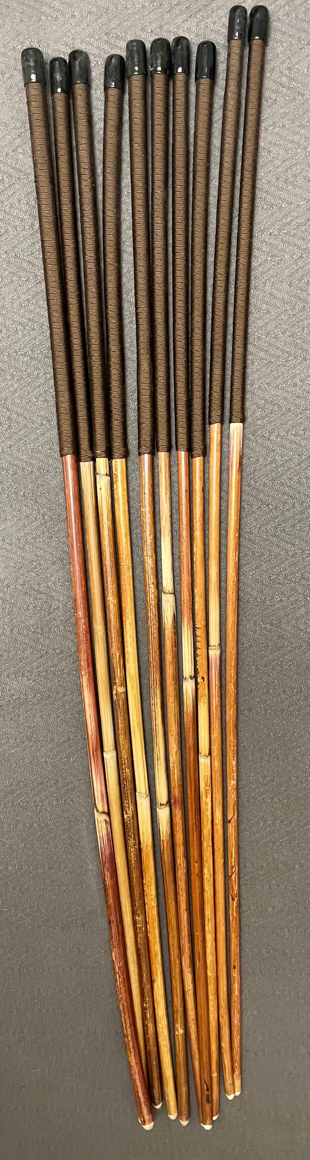 Set of 10 Classic Dragon Rattan Punishment Canes with Brown Paracord Handles - 95 cms Length - Sales Special