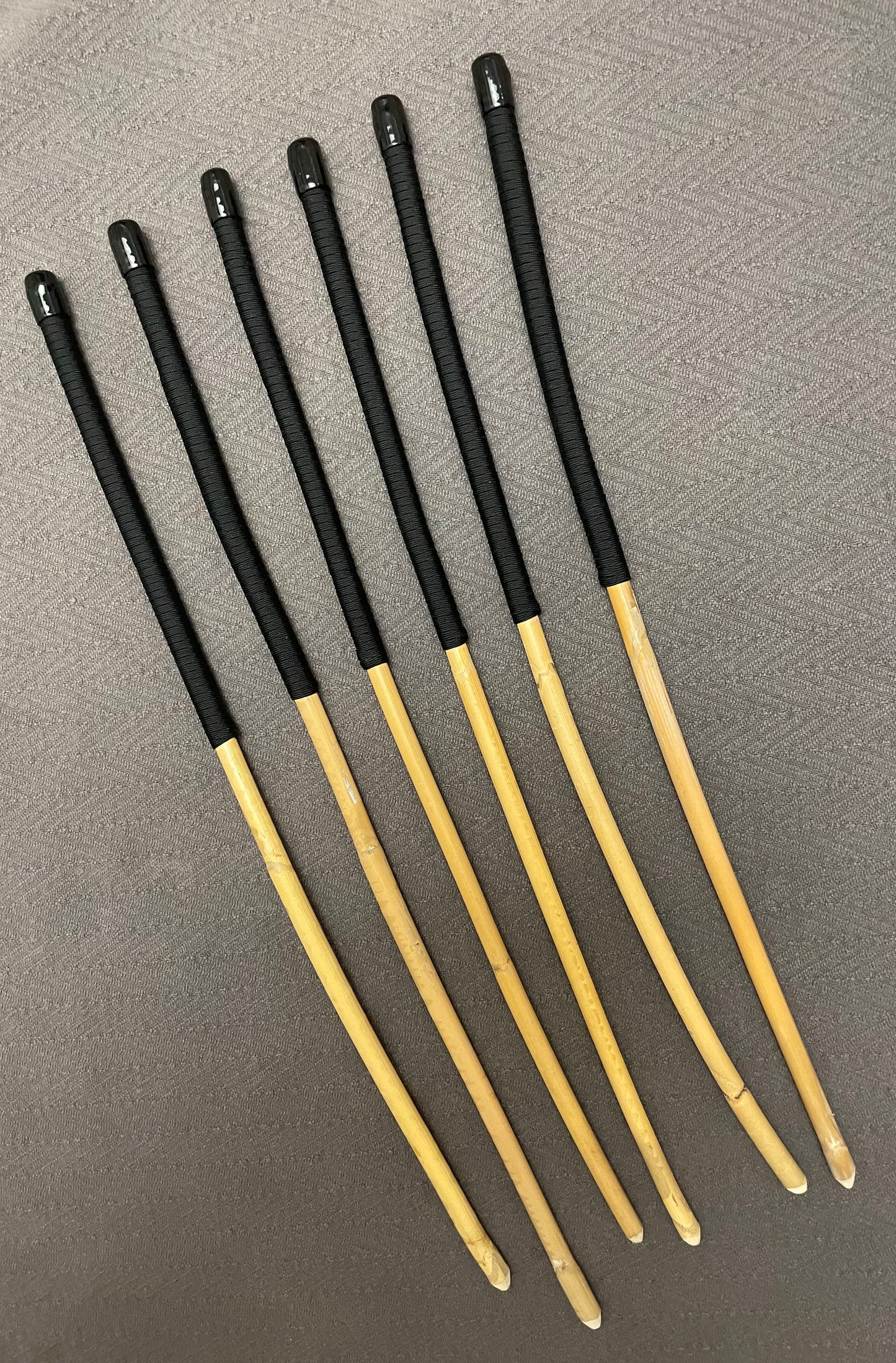 Set of 6 Classic Kooboo Rattan OTK Punishment canes with RED Paracord Handles - Over the Knee OTK Cane Set