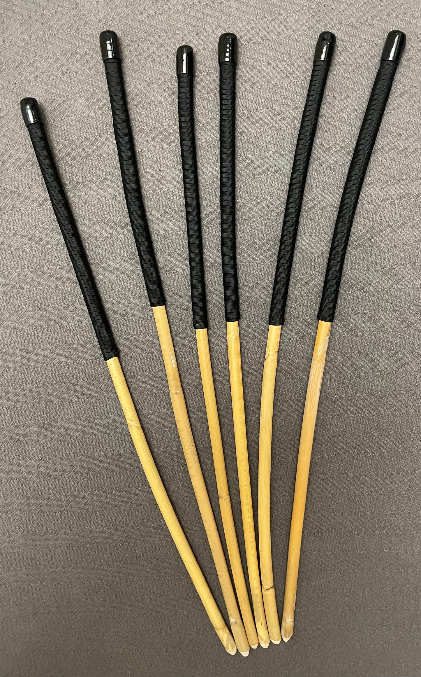 Set of 6 Classic Kooboo Rattan OTK Punishment canes with RED Paracord Handles - Over the Knee OTK Cane Set