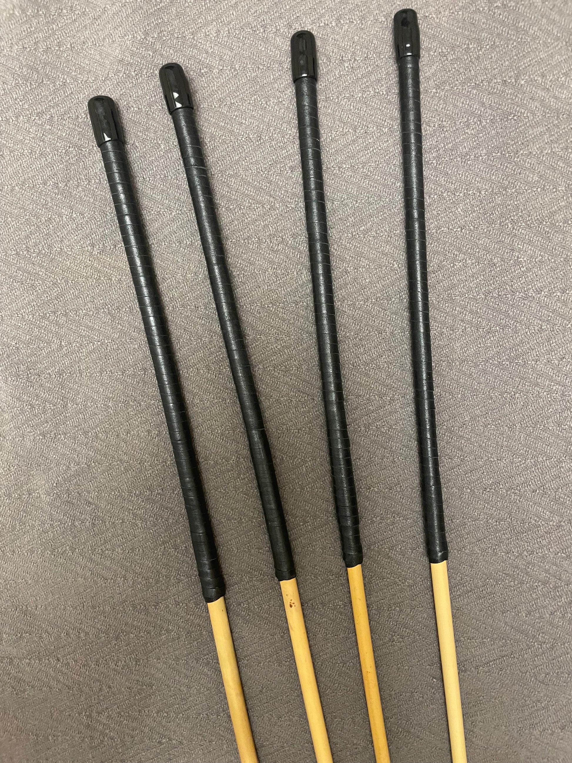 Set of 4 Knotless Dragon Canes / Ultimate Canes / No Knot Rattan Canes / BDSM Canes - 92 cms Length - Black Kangaroo Leather Handles