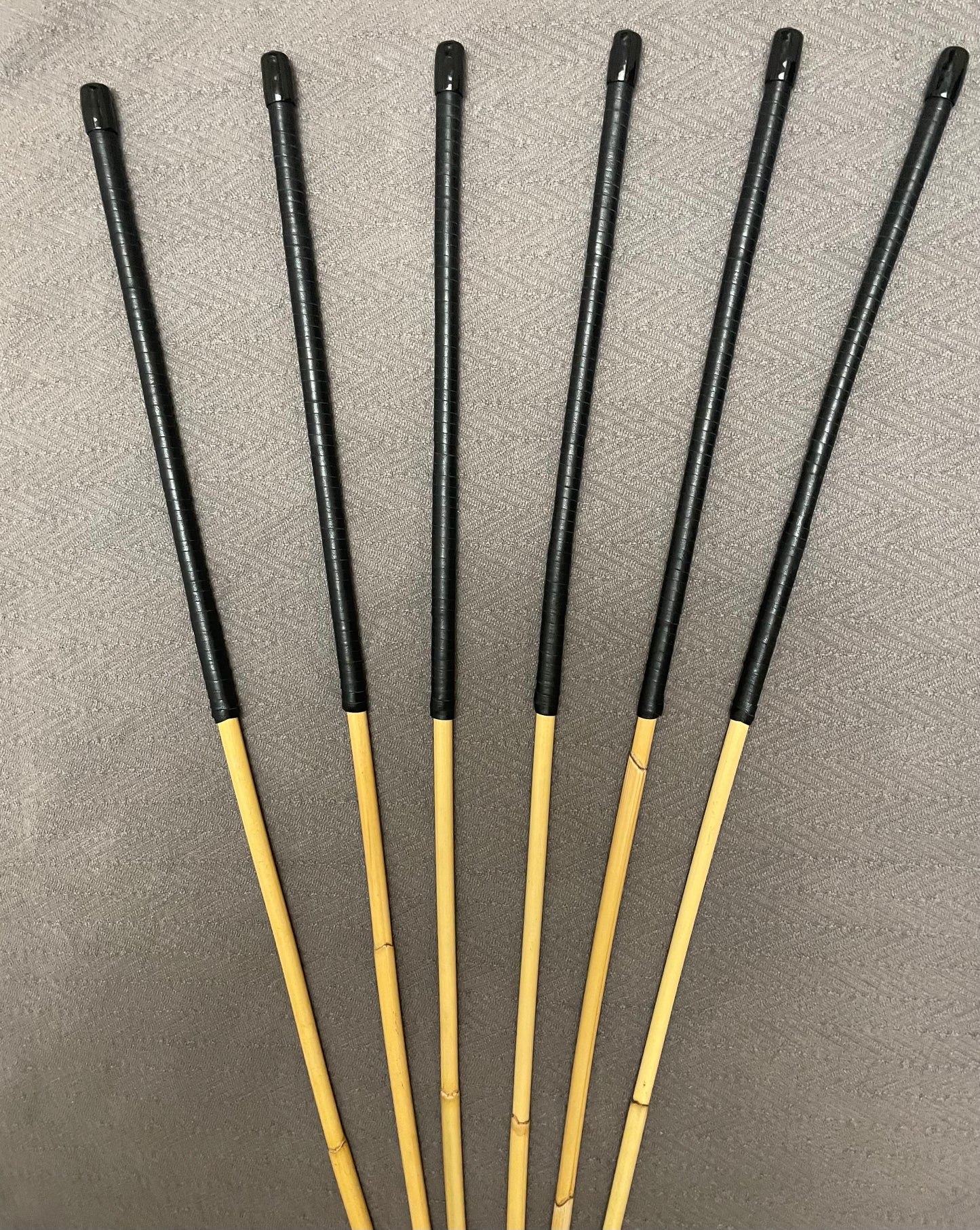 Thick and Thuddy ProDomme Dragon Cane Set of 6 Rattan Canes / Whipping Canes / BDSM Canes - 95 cms Length - Black Kangaroo Leather Handles